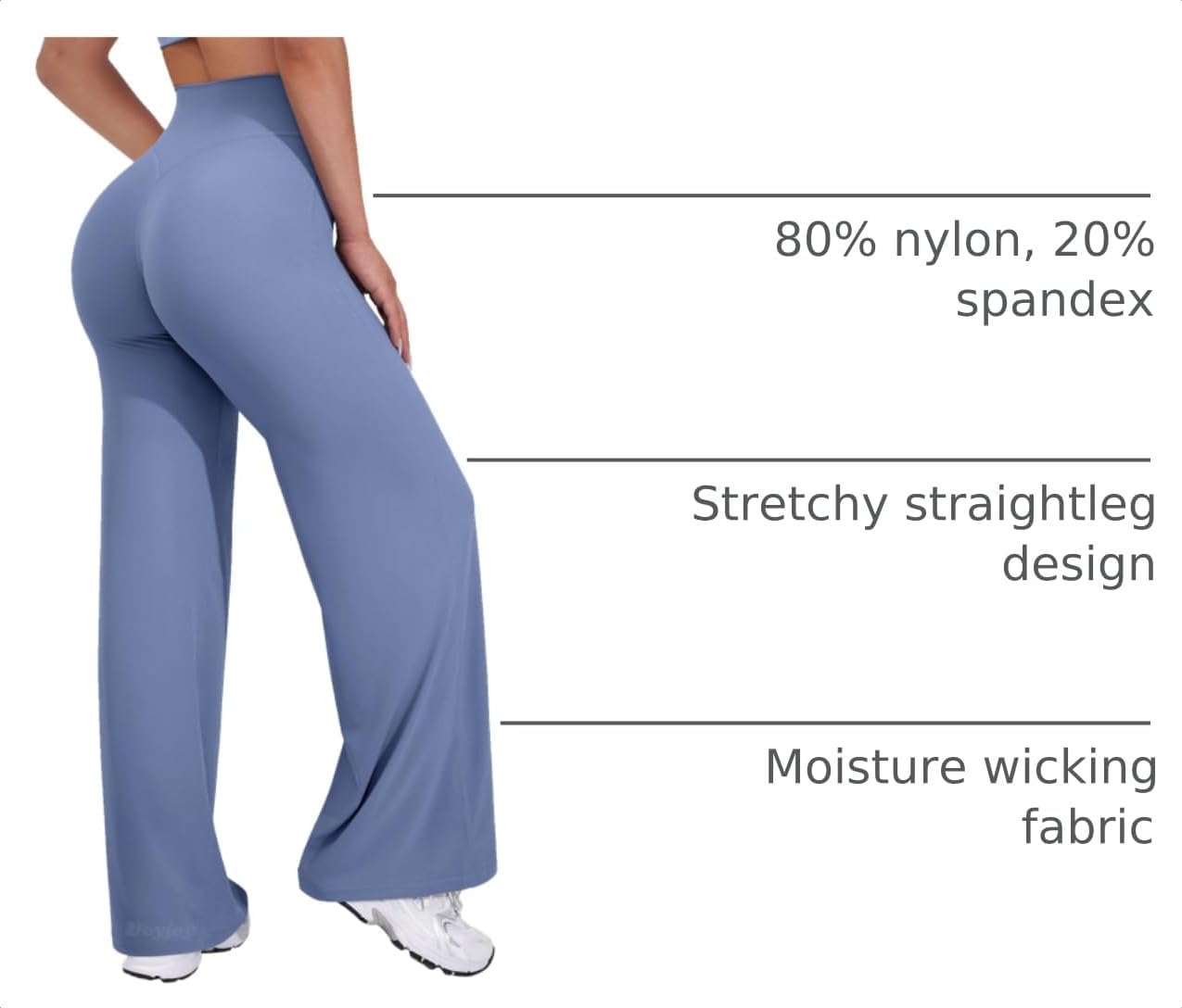 Detalle de VOYJOY Straight Leggings Bottoms Wide-Leg High-Waist Sweatpants