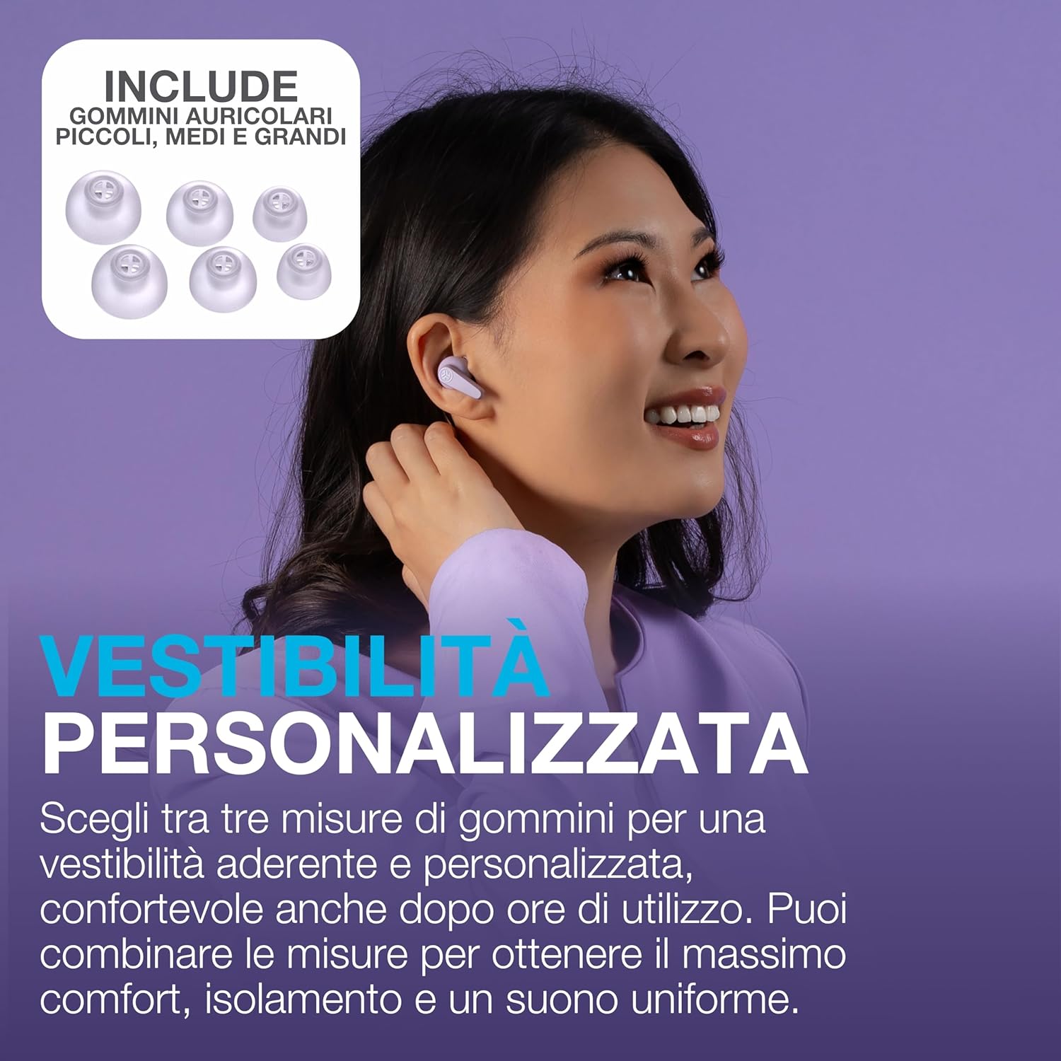 Thumbnail 1 de JLab Go Pods ANC: Auricolari Bluetooth con ANC ibrida, 26h di autonomia e IP55 (Lilla)