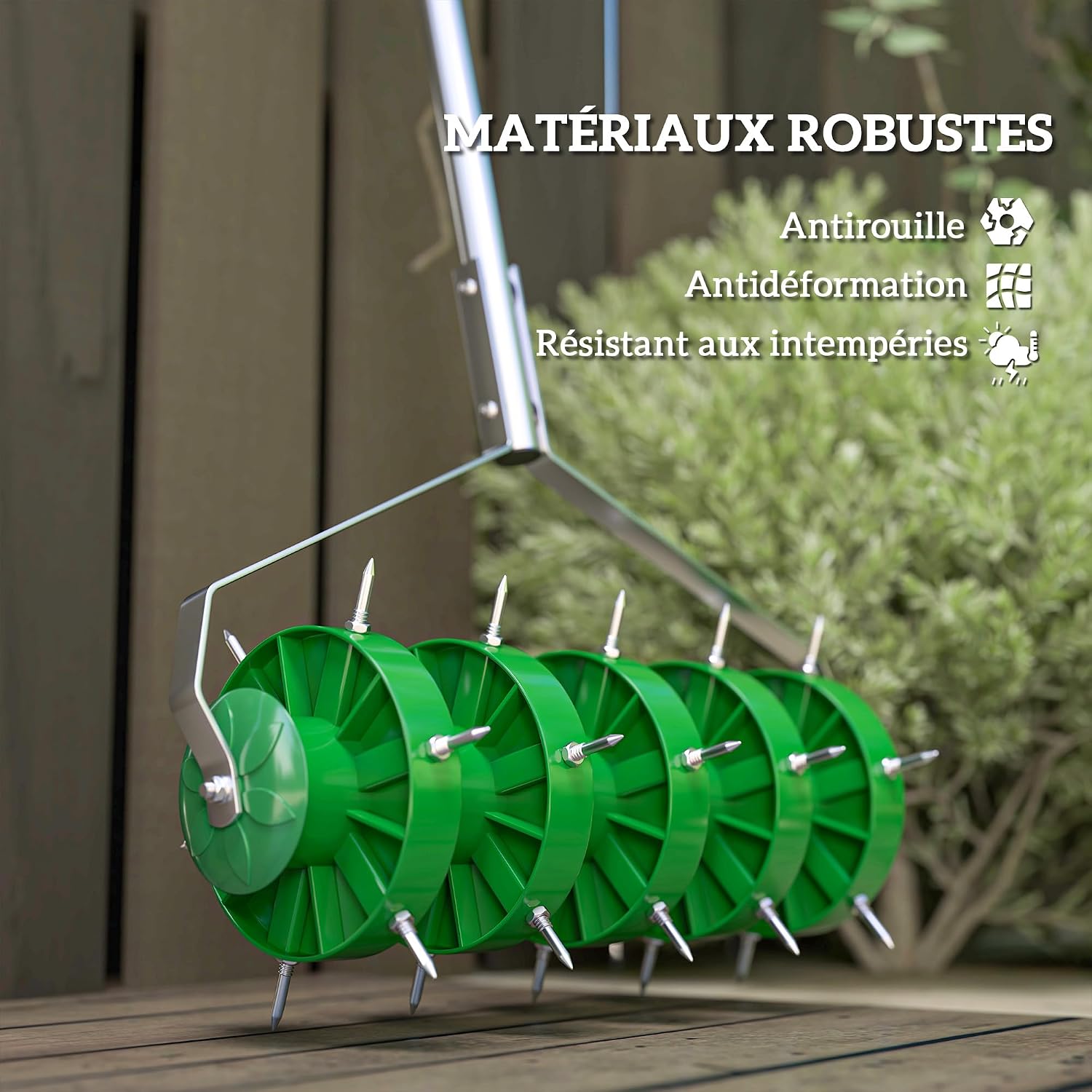 Thumbnail 5 de Outsunny 84H-365V00DG handmatige gazonbeluchter, 30 spikes, 140 cm