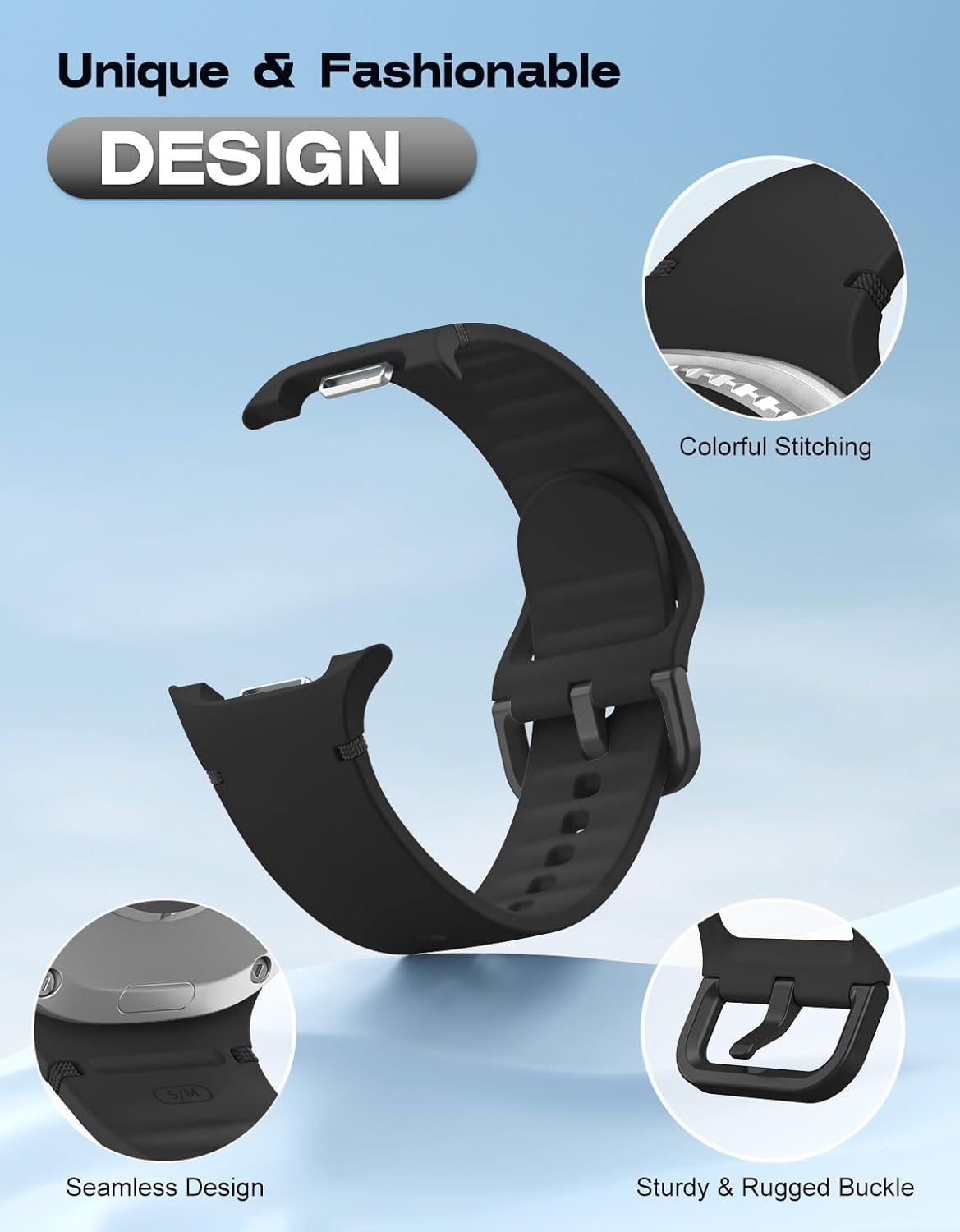 Thumbnail 1 de Astorgos 6 Pack Sport Straps for Samsung Galaxy Watch 8 and Classic 46mm – No Gap Soft Silicone Bands