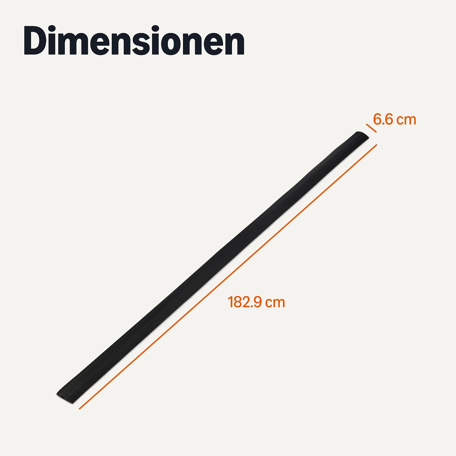 Detalle 1 de Amazon Basics Bodenkabelabdeckung, 1,82 m – schwarzer Kabelschutz (1-Kanal, 6,6 cm Durchmesser)