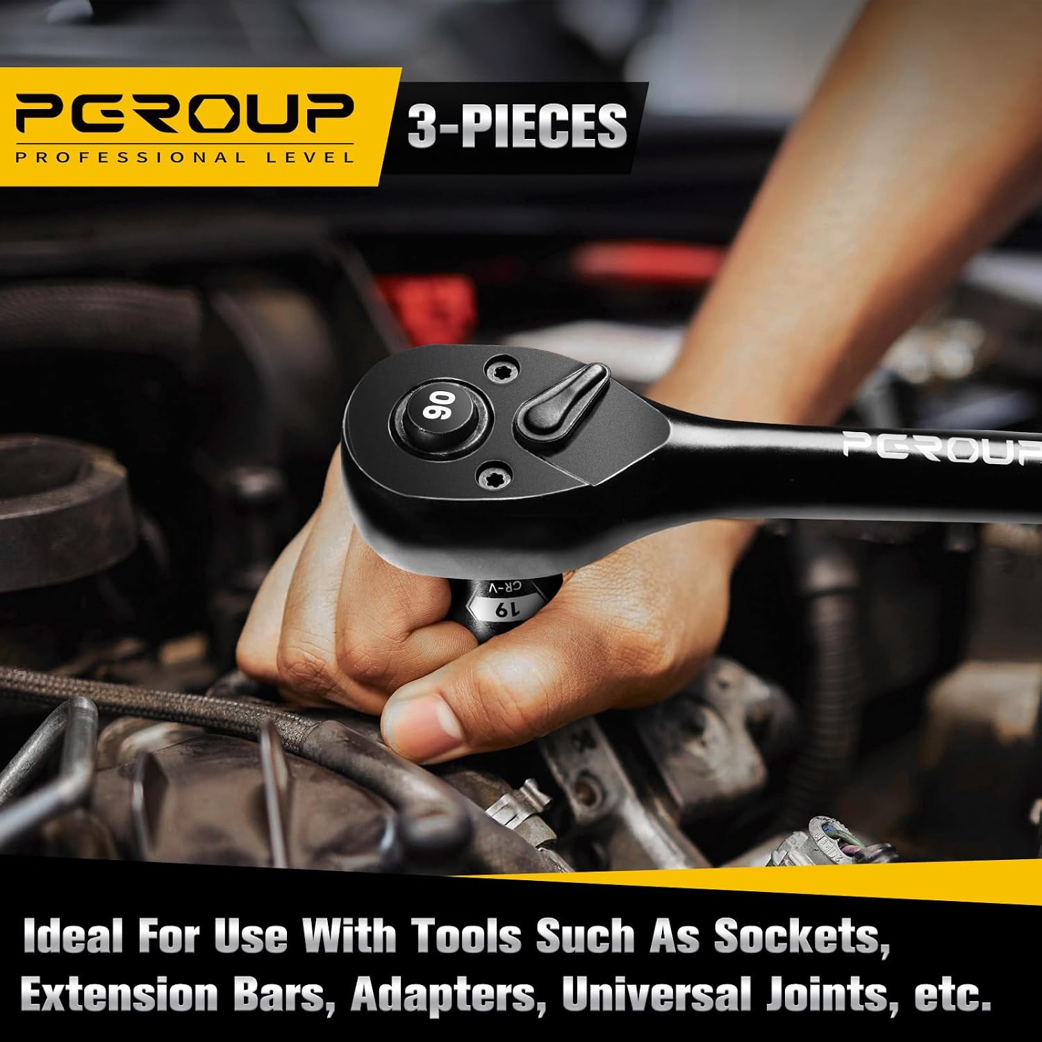Thumbnail 6 de pgroup 3-Piece 90-Tooth Ratchet Wrench Set, 1/4”, 3/8” and 1/2” Drives