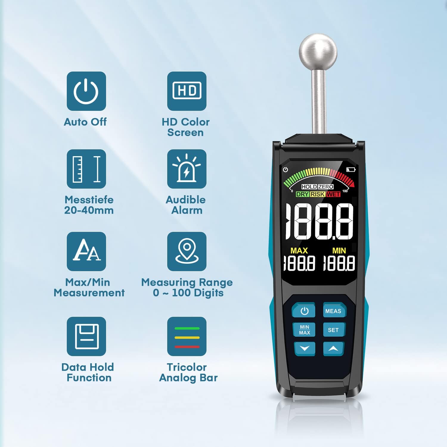 Thumbnail 1 de DURFIST Medidor de Humedad con Pantalla Color y Bolsa 🧴