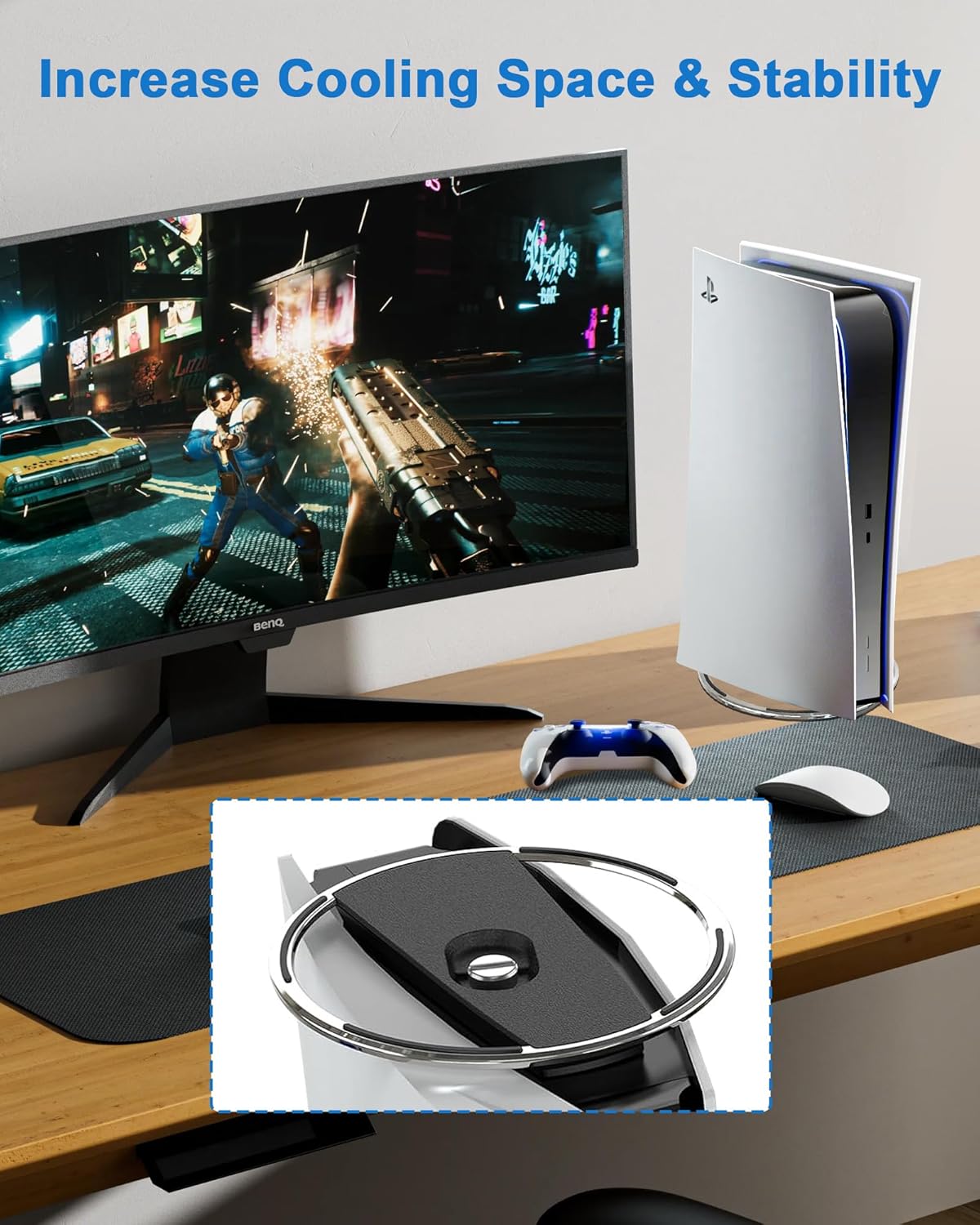 Thumbnail 5 de RUIZHI Support Vertical pour PS5 Pro, base ABS et anneau acier inox