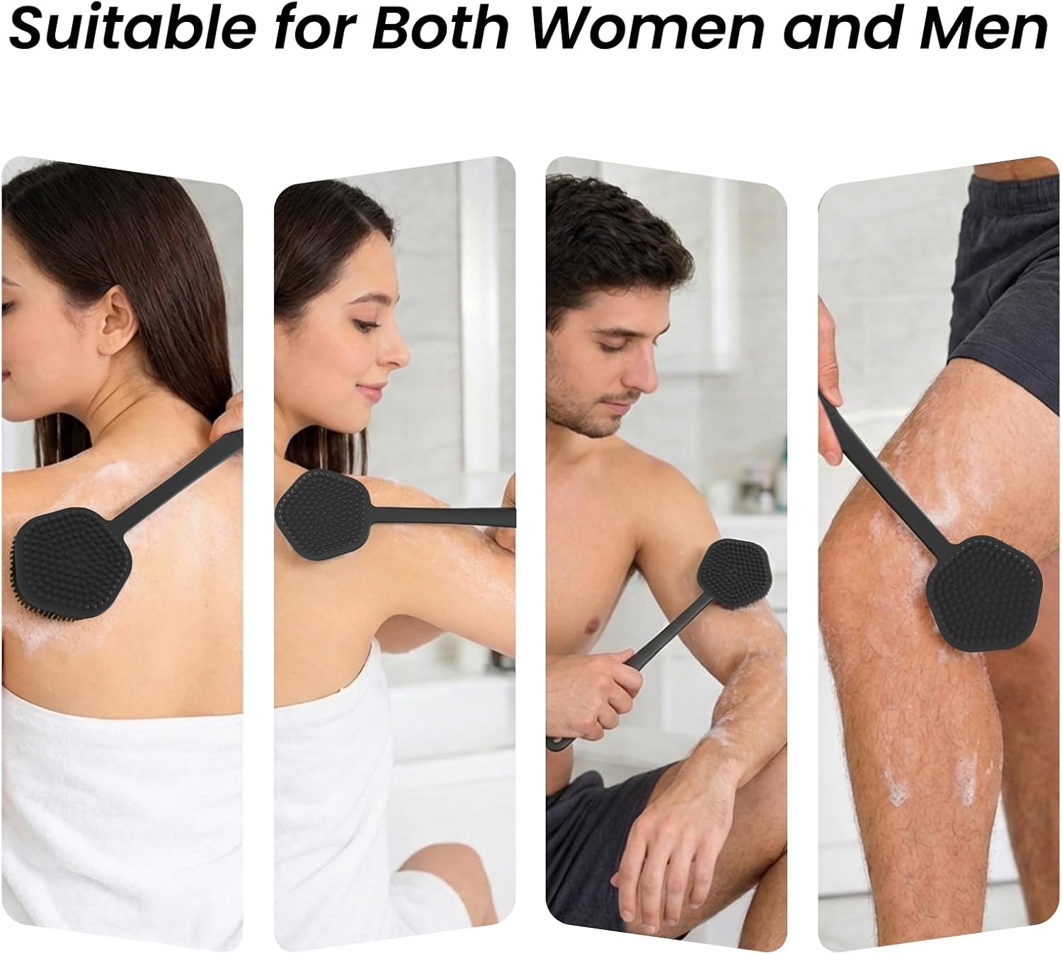 Thumbnail 4 de Redfly Silicone Back Scrubber for Shower – 44cm Long, Double-Sided Back Brush with Silicone Bristles and Massage Nodes