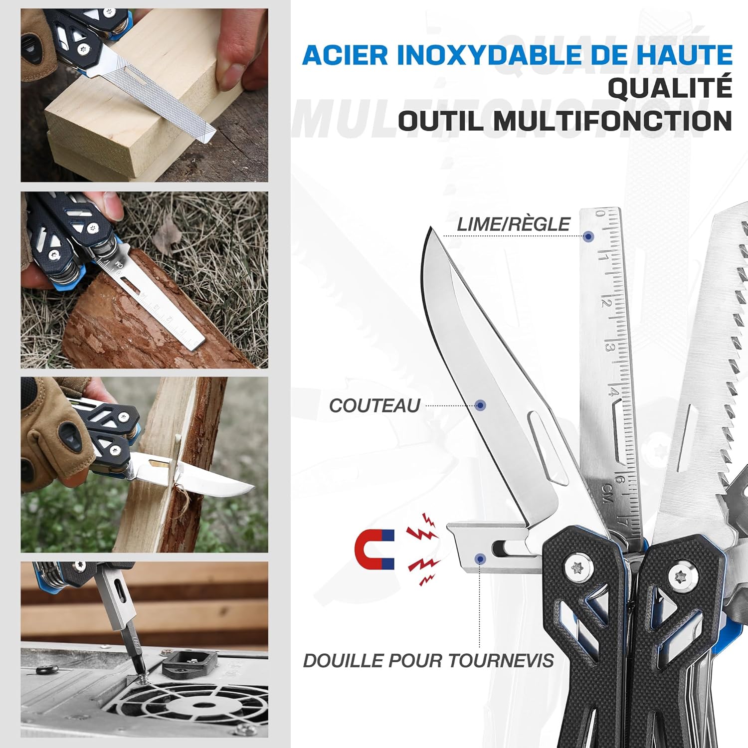 Thumbnail 5 de Mossy Oak Pince Multifonction en Acier Inoxydable 22 en 1 – Outil outdoor complet