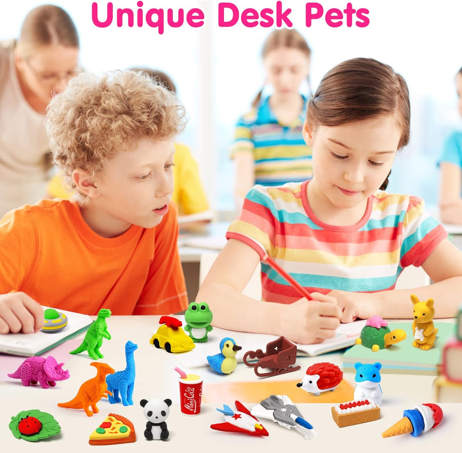 Thumbnail 5 de Arscniek 140-Pack Animal Erasers for Kids (Take-Apart Mini Pencil Erasers)