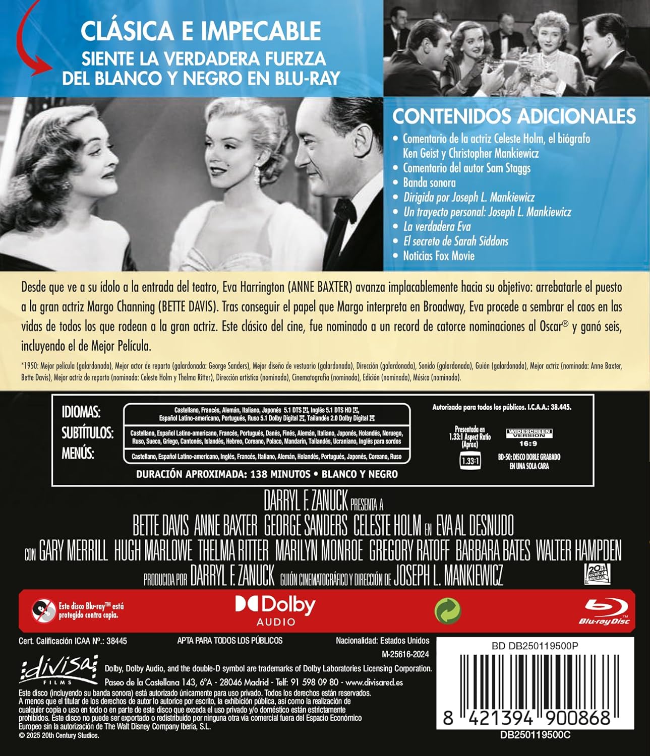 Thumbnail 1 de Divisa HV Eva al Desnudo Blu-ray 1950