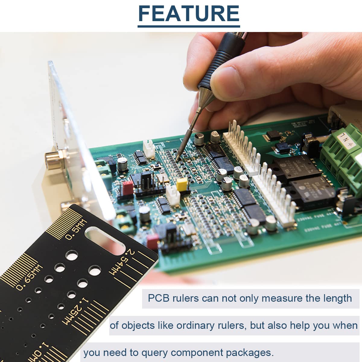 Detalle 2 de DAOKAI WE-DA-065 PCB Ruler Set, 15/20/25 cm with Component References