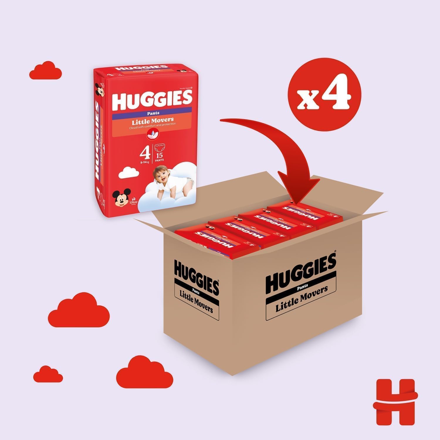 Detalle de Huggies Little Movers Mutandina Taglia 6 (15-25 Kg) – Ultra assorbente, protezione completa, 60 pezzi