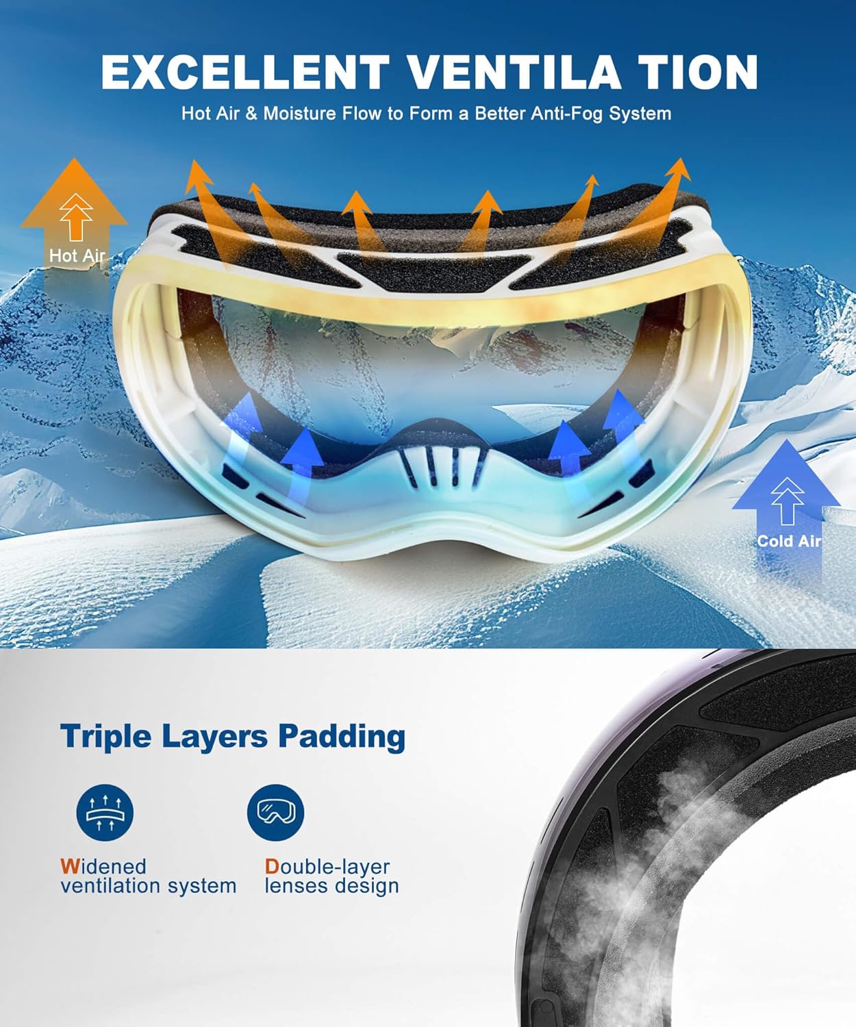 Thumbnail 4 de QALLY Ski Goggles 100% UV Anti-Fog