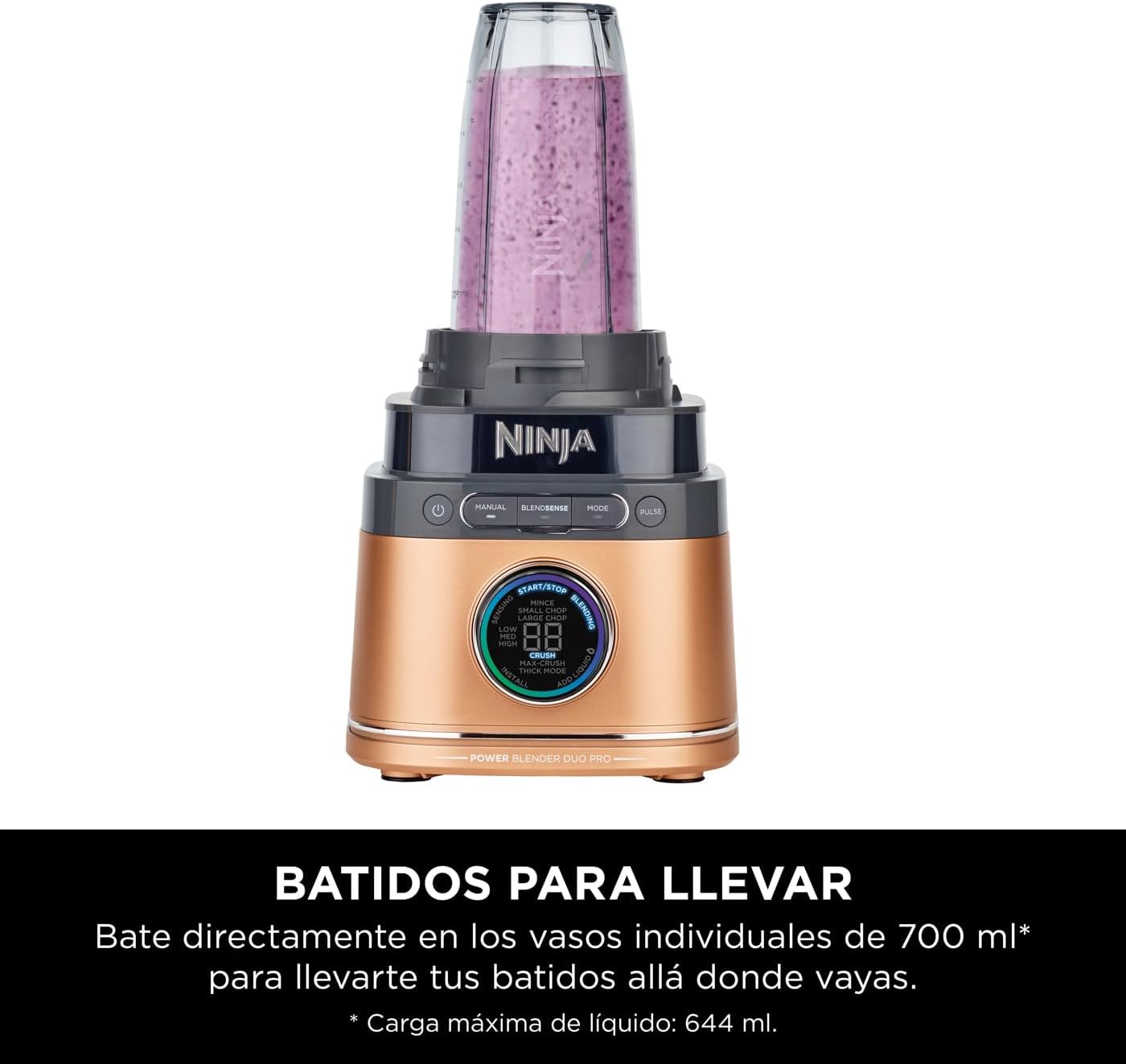 Thumbnail 5 de Ninja Detect Power Pro Batidora 2 en 1, 1200W, 2 vasos, negro/cobre