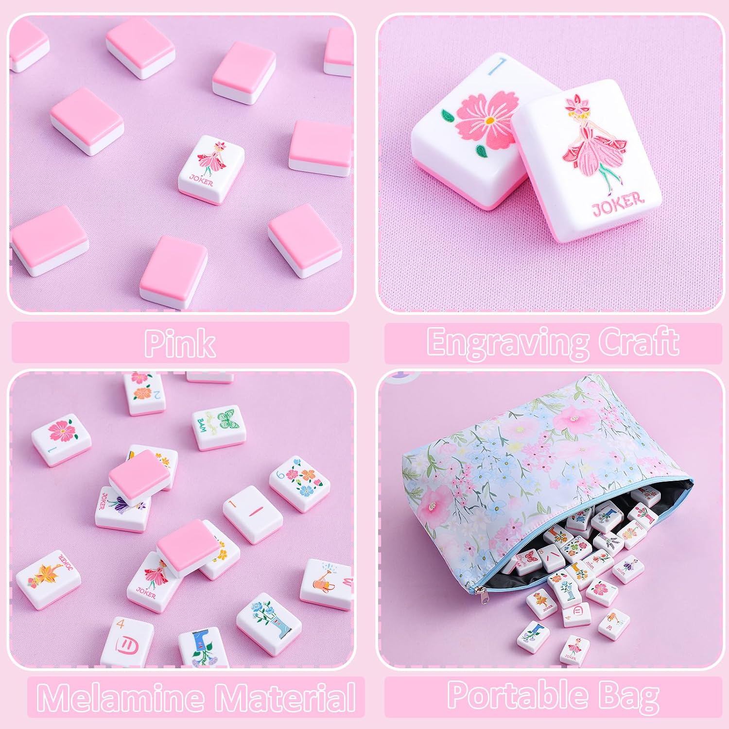 Thumbnail 3 de 2026 American Mahjong Set with Blue Carrying Bag — 160 Tiles, Racks & Accessories