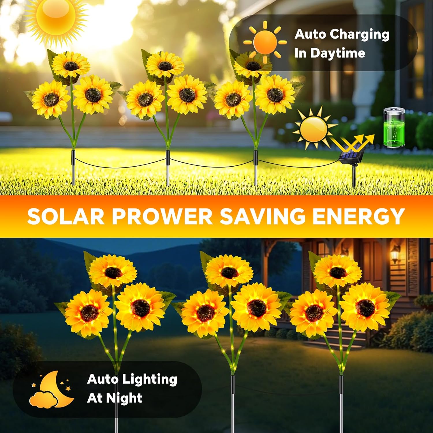 Thumbnail 1 de Liuyife 9-Flower Sunflower Solar Lights for outdoor gardens and paths (waterproof)