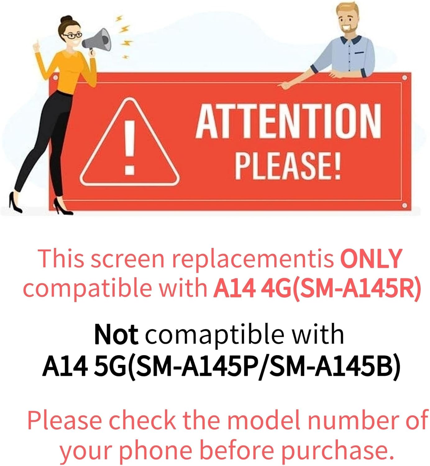 Thumbnail 1 de ZOETEC Screen Replacement for Samsung Galaxy A14 4G SM-A145R — Full LCD with Frame and Tool Set