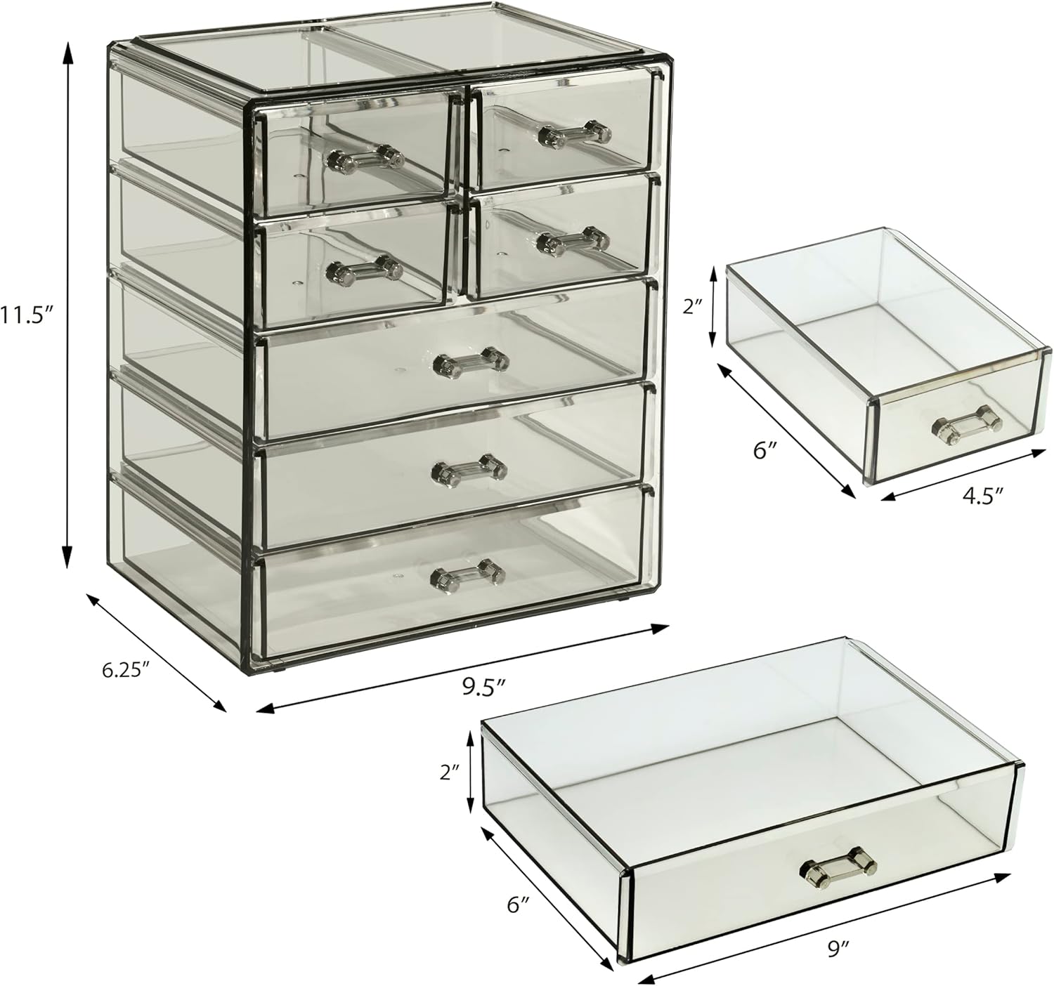 Thumbnail 2 de Sorbus Acrylic Makeup Organizer Set — 7-Drawer Vanity Storage (Black Jewel)