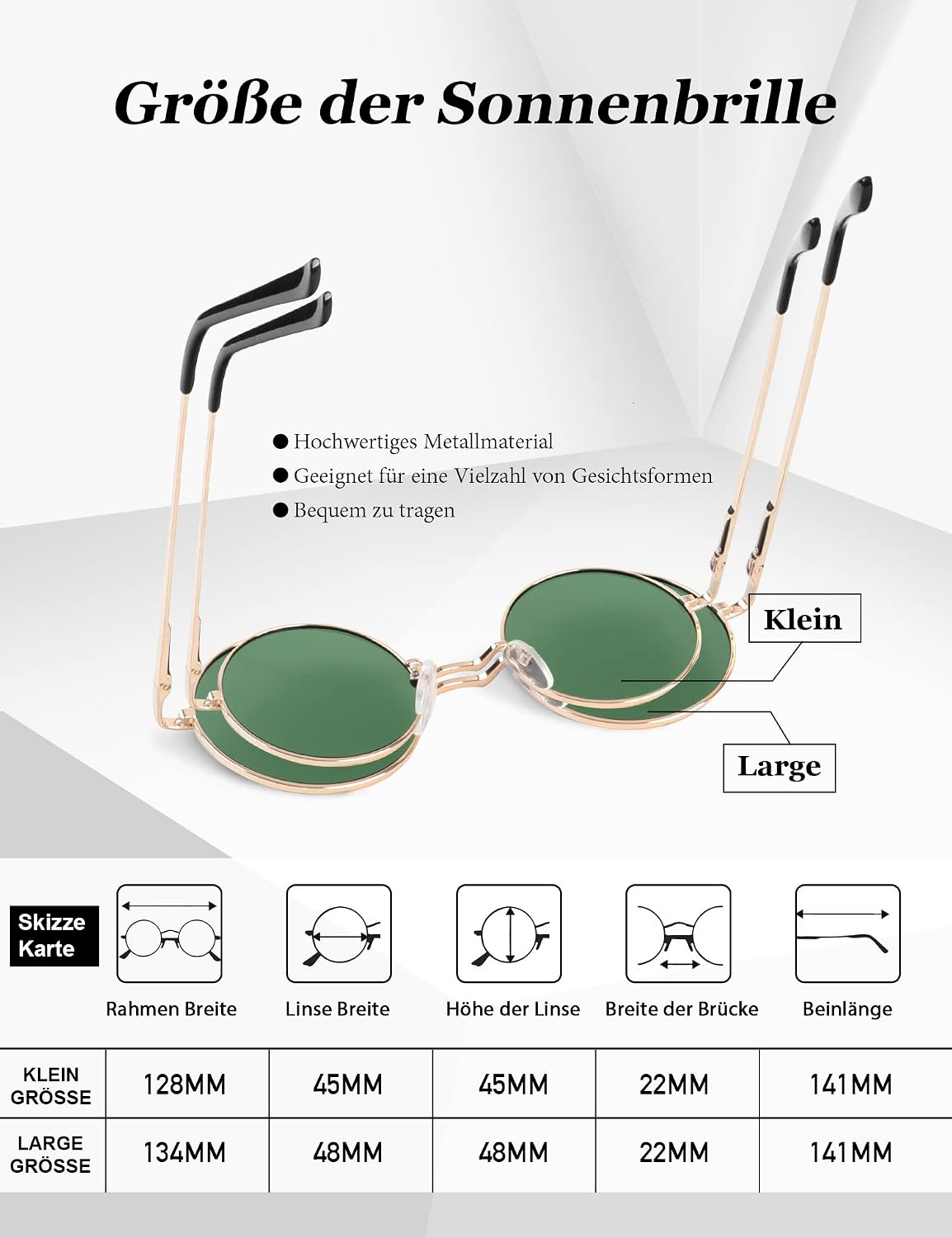 Detalle de ANYLUV Sonnenbrille Herren Polarisiert – Runde Brille mit UV400-Schutz