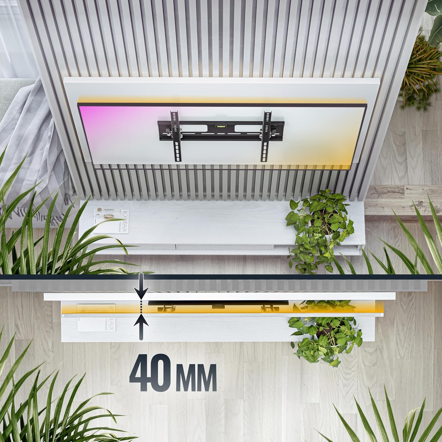 Detalle de RICOO N2344 support mural 32–55 pouces