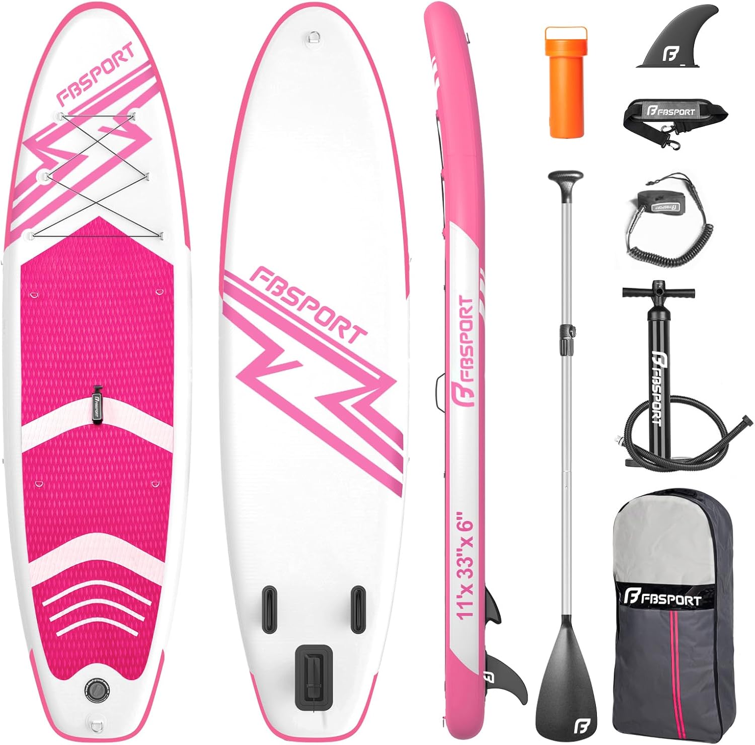 Tavola da SUP gonfiabile FBSPORT con paddle in alluminio regolabile, pompa e spessore 15 cm