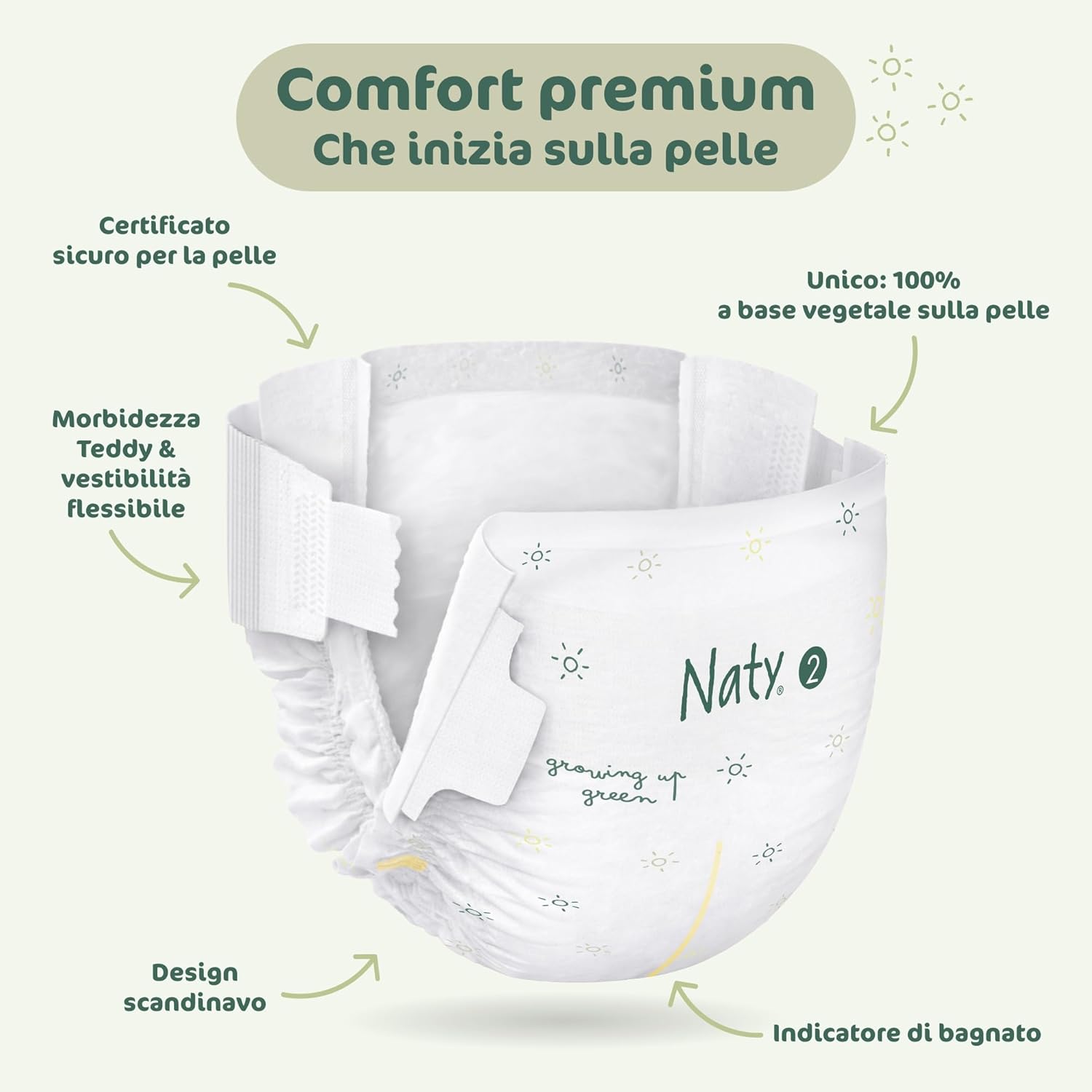 Thumbnail 6 de Naty BioEmbrace Pannolini Neonato | Taglia 2 (3–6 kg) – 132 pz