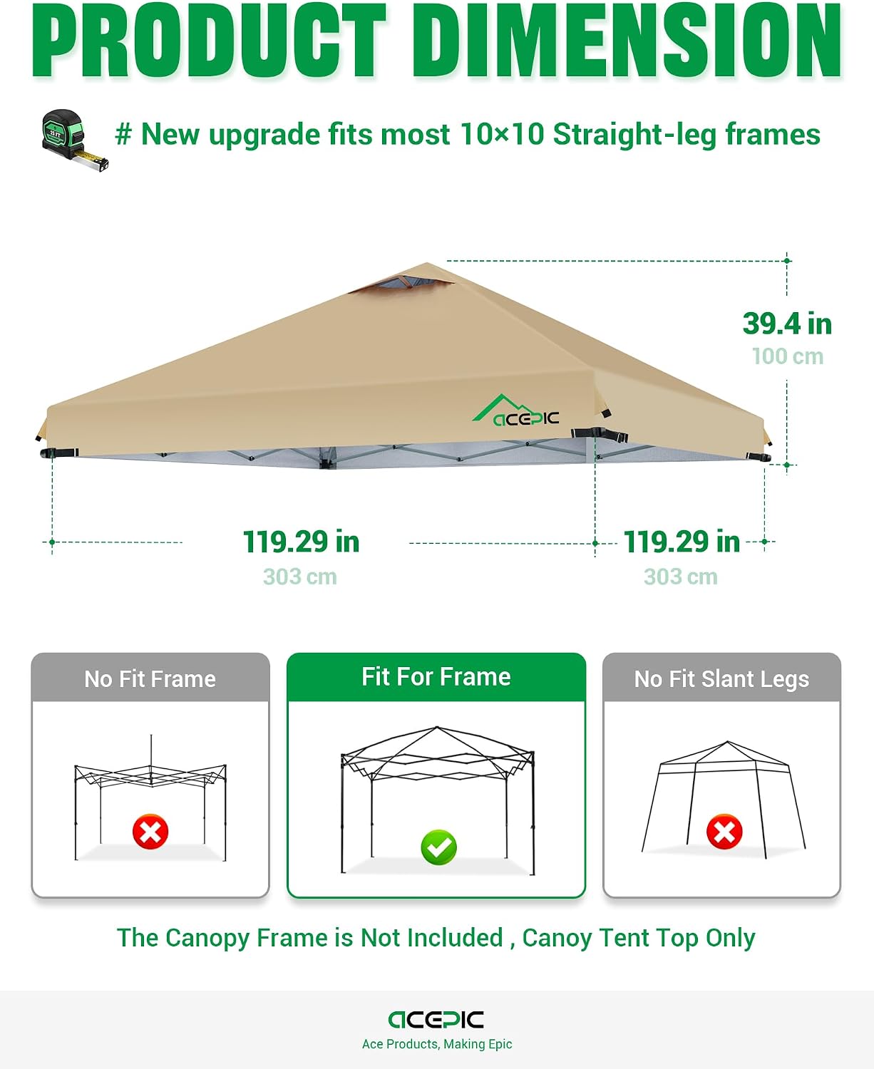 Thumbnail 3 de ACEPIC Canopy Replacement Top 10x10