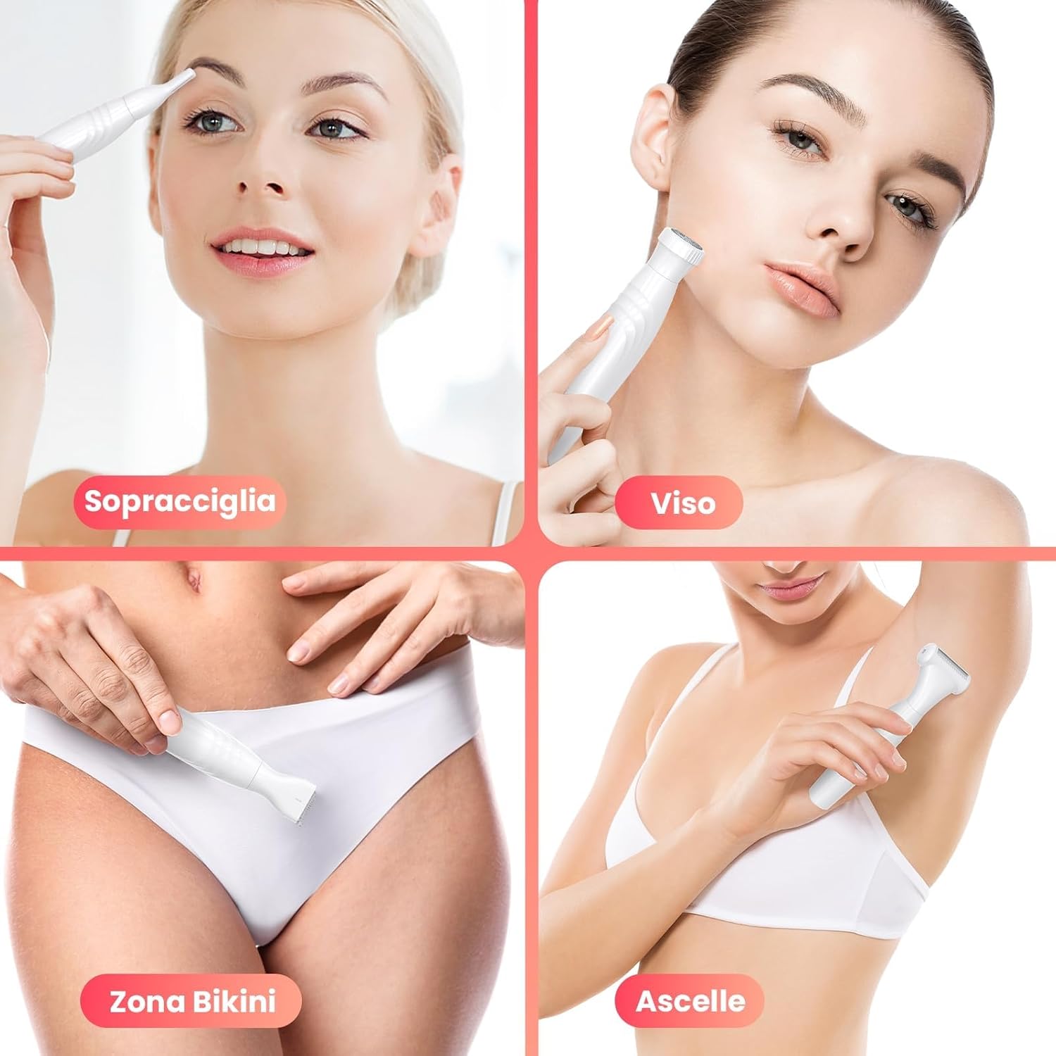 Detalle de MAXGROOM 4 In 1 Rasoio Elettrico Donna – Kit corpo e inguine con ricarica Type-C e LED display