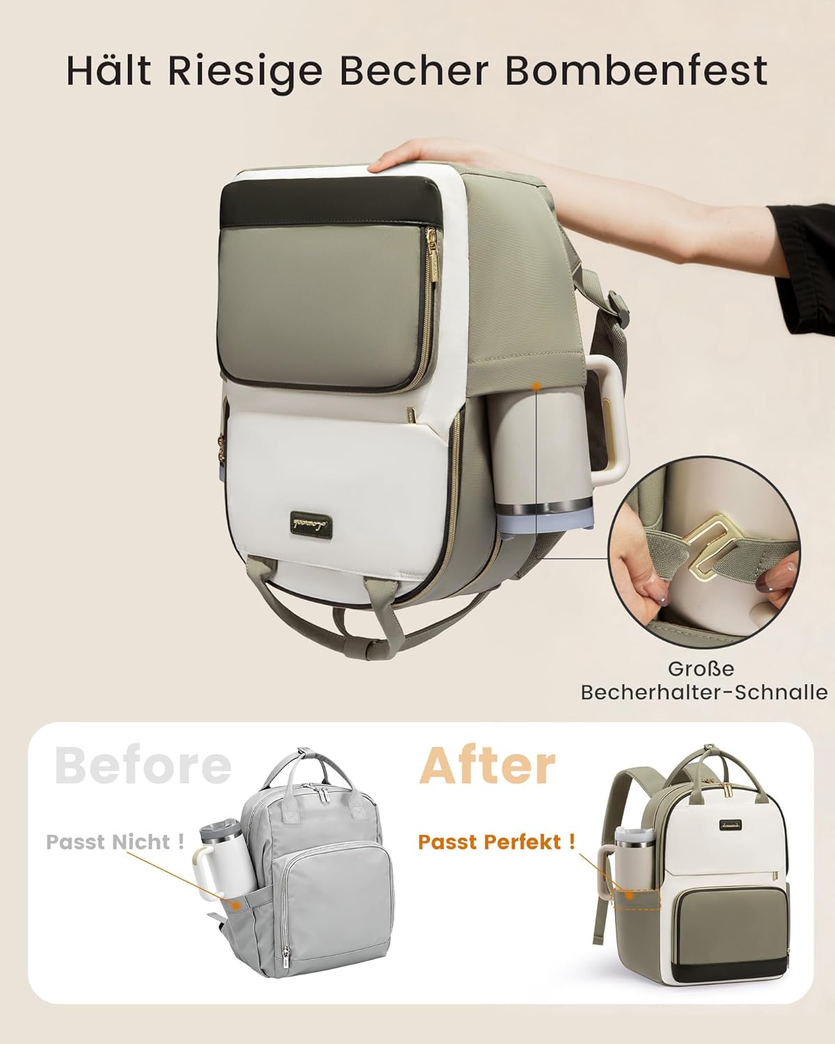Detalle 2 de LOVEVOOK Rucksack Damen 15.6 Zoll