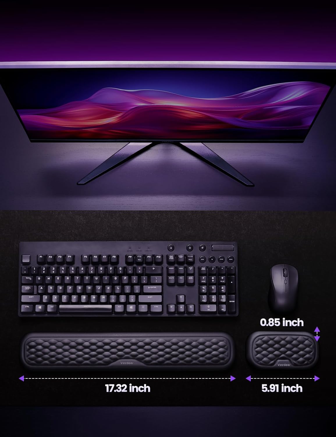 Thumbnail 6 de VAYDEER Memory Foam Keyboard & Mouse Wrist Rest Pad (Black)
