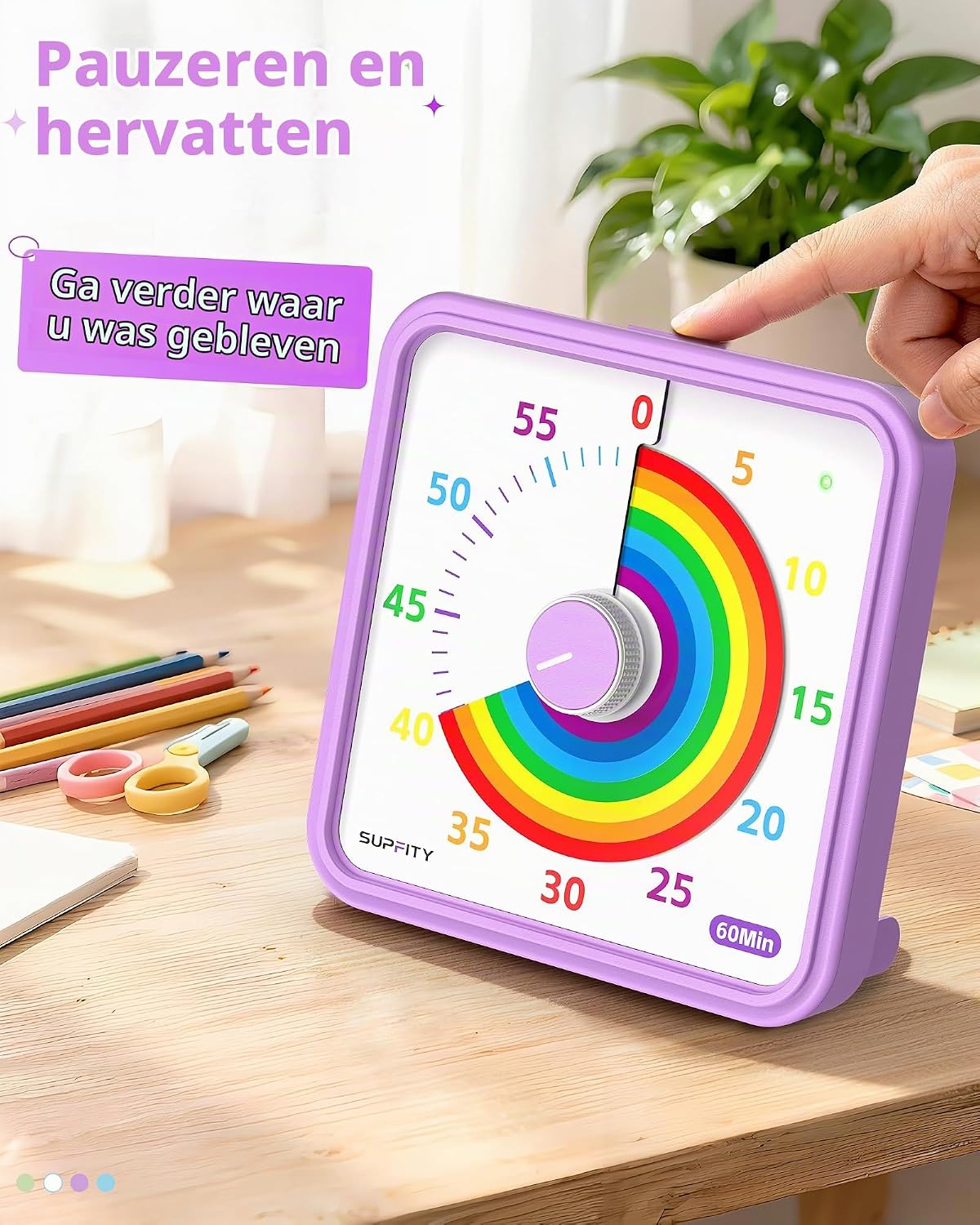 Detalle de Supfity VT-8000 visuele timer 20 cm, stil en magnetisch