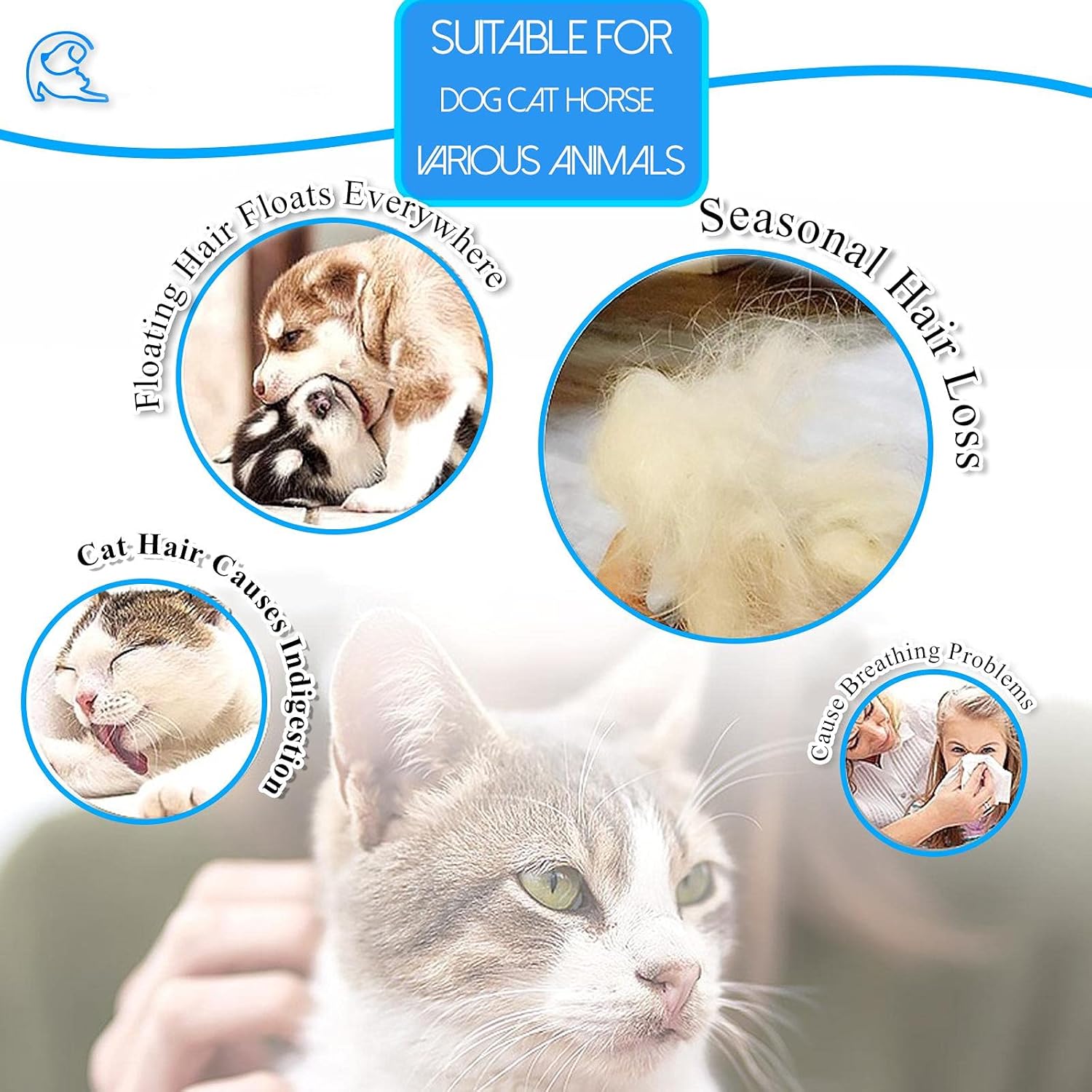 Detalle de SSRIVER Fellpflegehandschuh für Haustiere (1 rechte Hand) – sanftes Entfilzen & Massage für Hund, Katze und Pferd