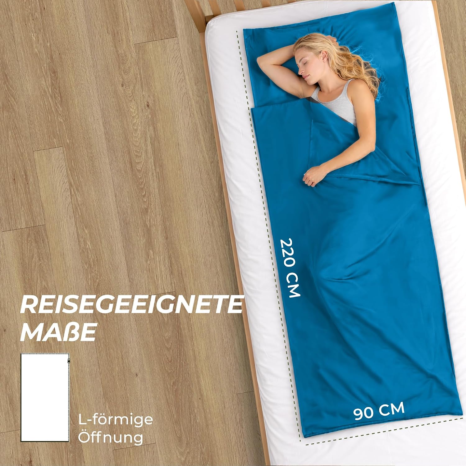 Detalle 2 de ZENACROSS Hüttenschlafsack Ultraleicht Mikrofaser – Schlafsack-Inlett mit Kopfkissenfach, ideal als Sommer-Schlafsack oder hygienische Innenhülle