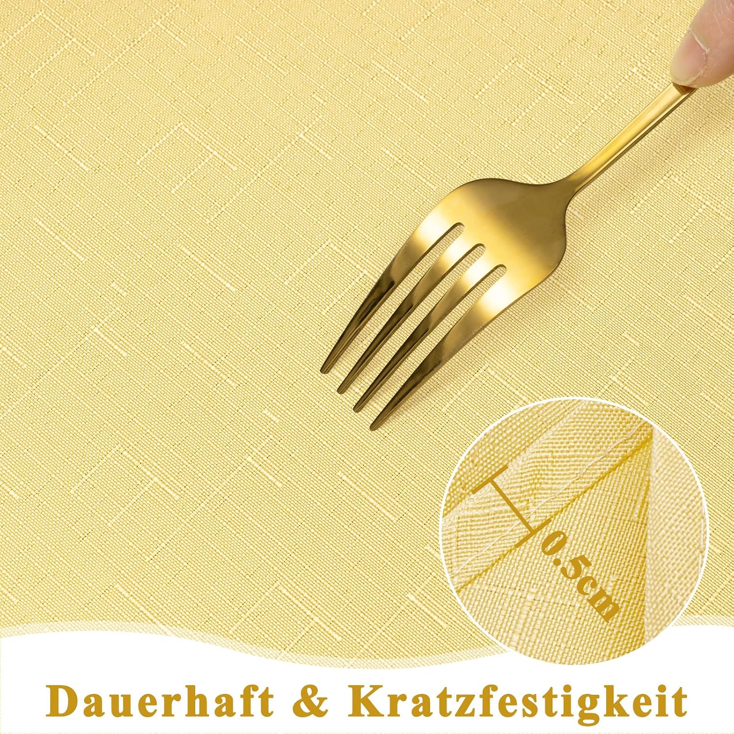 Detalle 2 de AooHome Tischdecke Gelb 100x140 cm Leinen-Optik