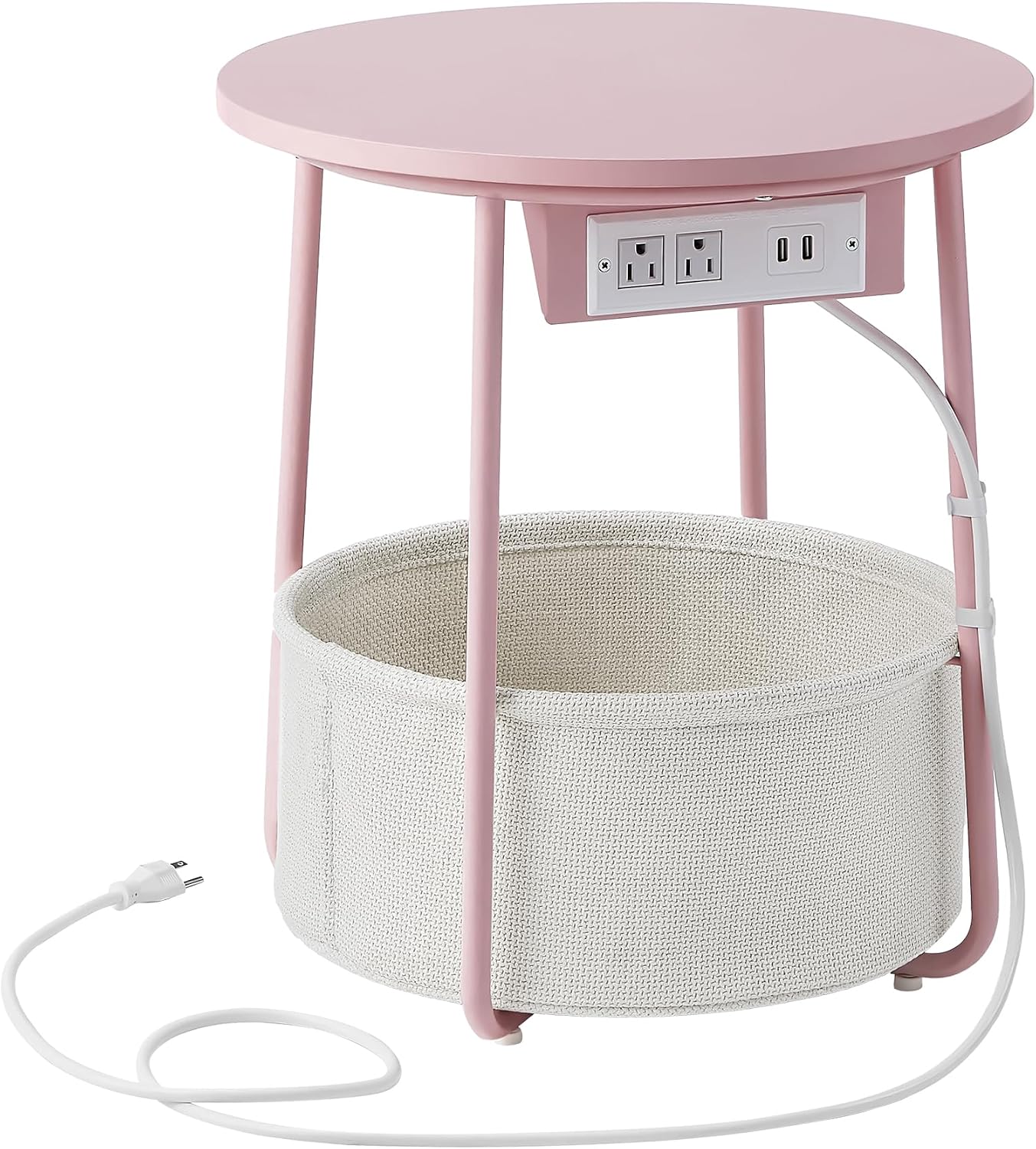 Detalle de SONGMIC HOME Round Side Table, Pink and White