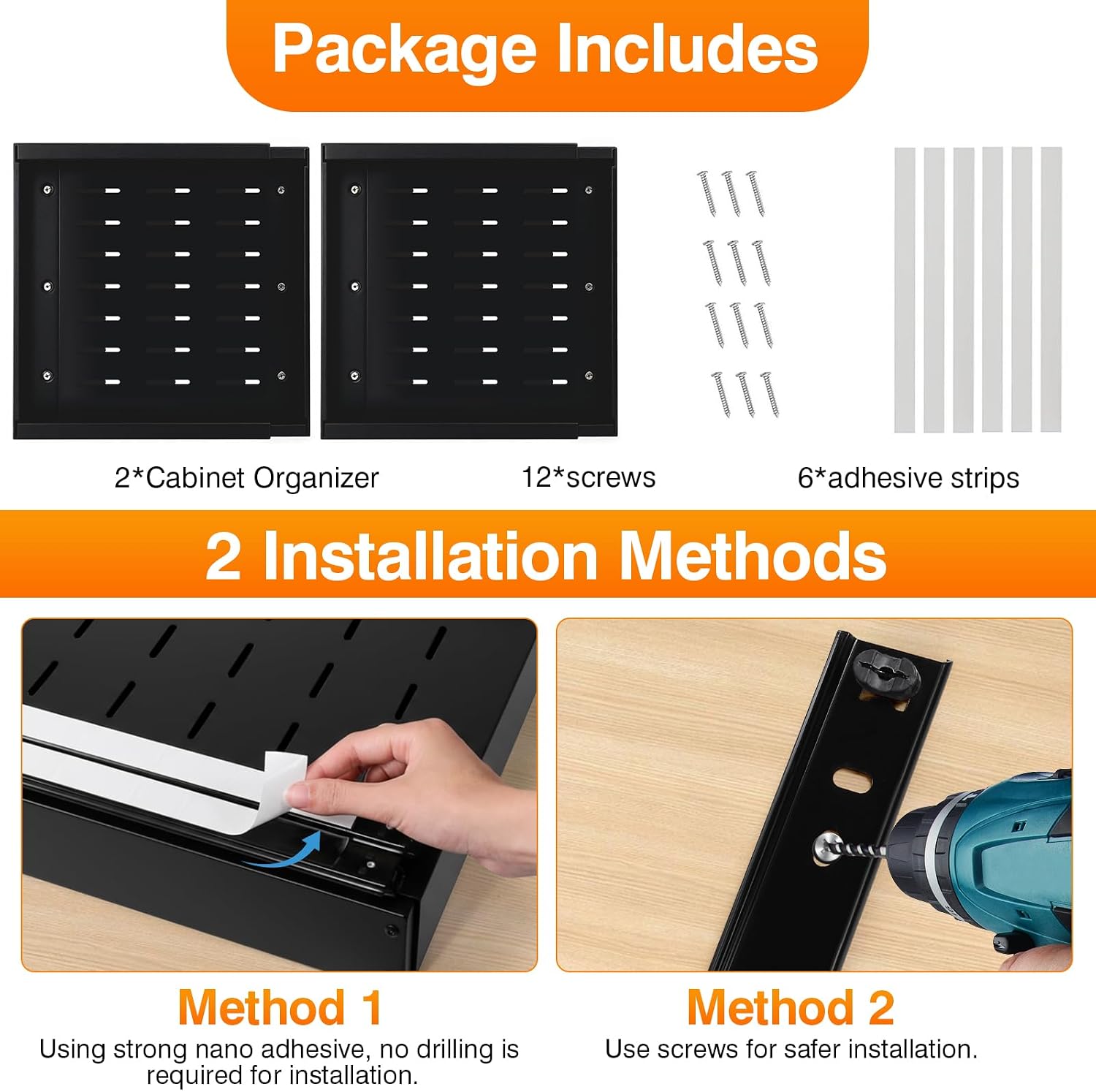 Thumbnail 4 de fufeisi QSTDR010 2-Pack Pull-Out Cabinet Organizers, Expandable Width