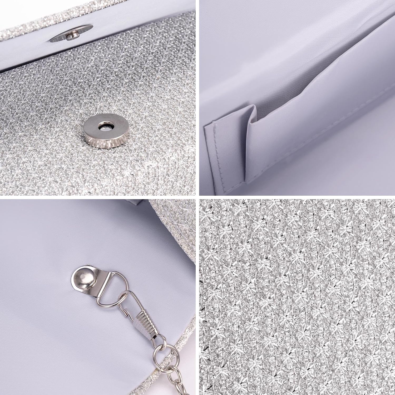 Thumbnail 3 de Toptime Silver Glitter Envelope Clutch