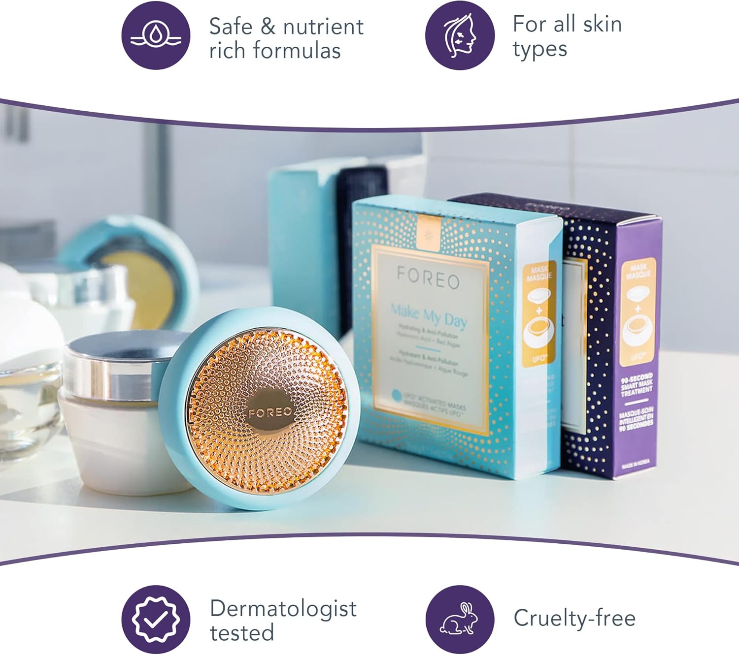 Thumbnail 5 de FOREO Call it a Night UFO Activated Facial Mask 7 Pack – Ginseng & Olive Oil for Dryness and Fine Lines
