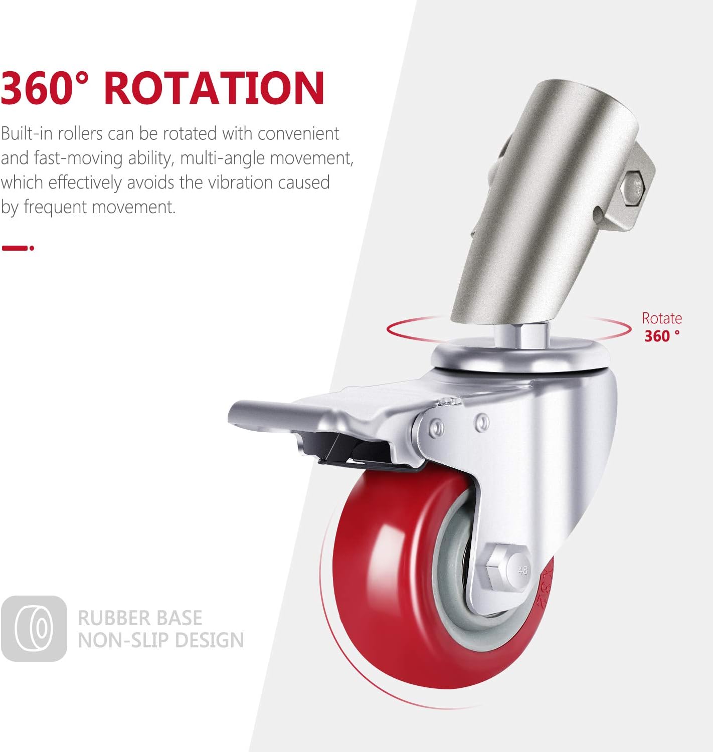 Thumbnail 5 de NEEWER 3-Pack Professional Swivel Caster Wheels (75mm) for NEEWER Photography C Stand in Silver
