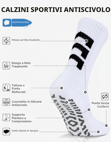 Detalle de CLOSEMATE 1/3 Paia Calzini da Calcio Antiscivolo con Grip in Silicone