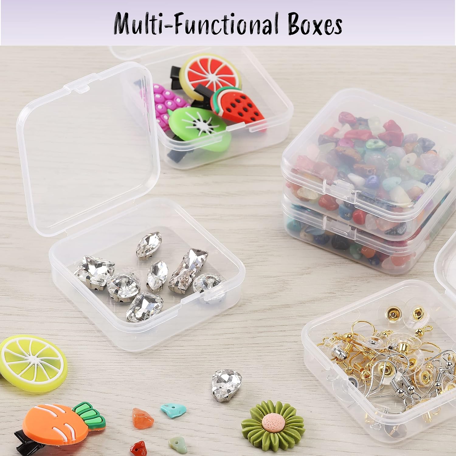 Detalle de Mr. Pen CQT12 Bead Organizer Boxes, 12 Clear Stackable Plastic Cases