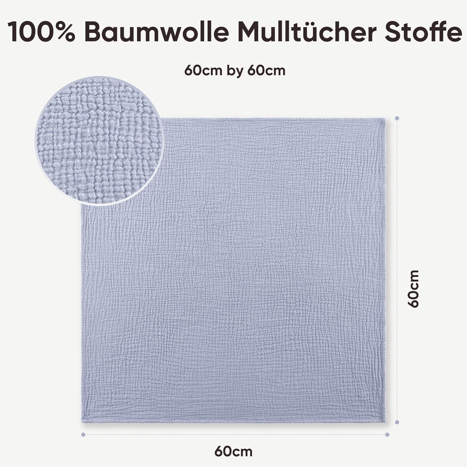 Thumbnail 2 de Bearmoss Moltontücher Baby 100% Baumwolle Musselin Set 4er 60x60 cm – Blaue Blüten