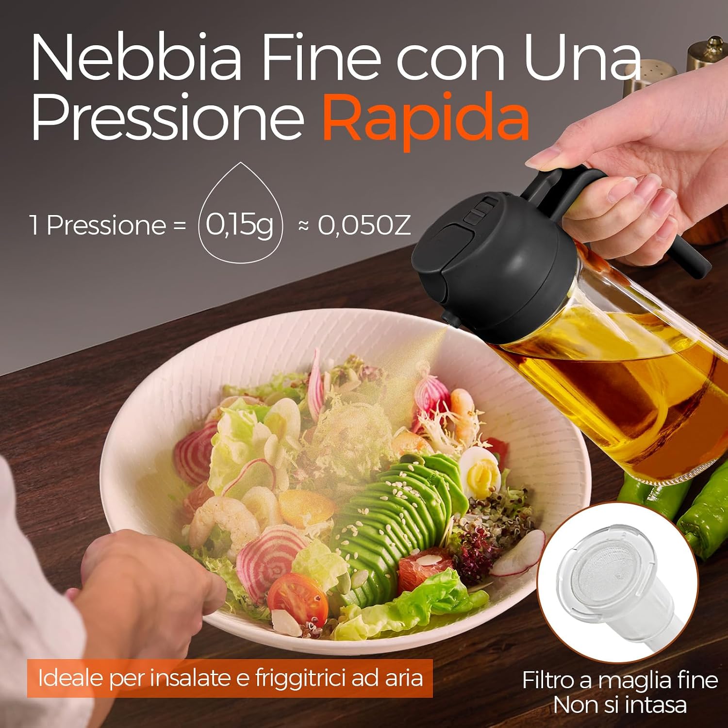 Thumbnail 1 de YARRAMATE Spruzzatore di Olio da Cucina 2 in 1, Bottiglia in Vetro 470 ml – Nero Ossidiana