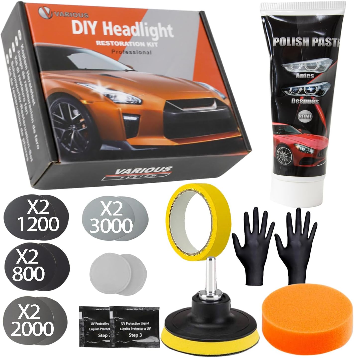 Detalle de various Kit Pulir Faros Coche restaura lentes