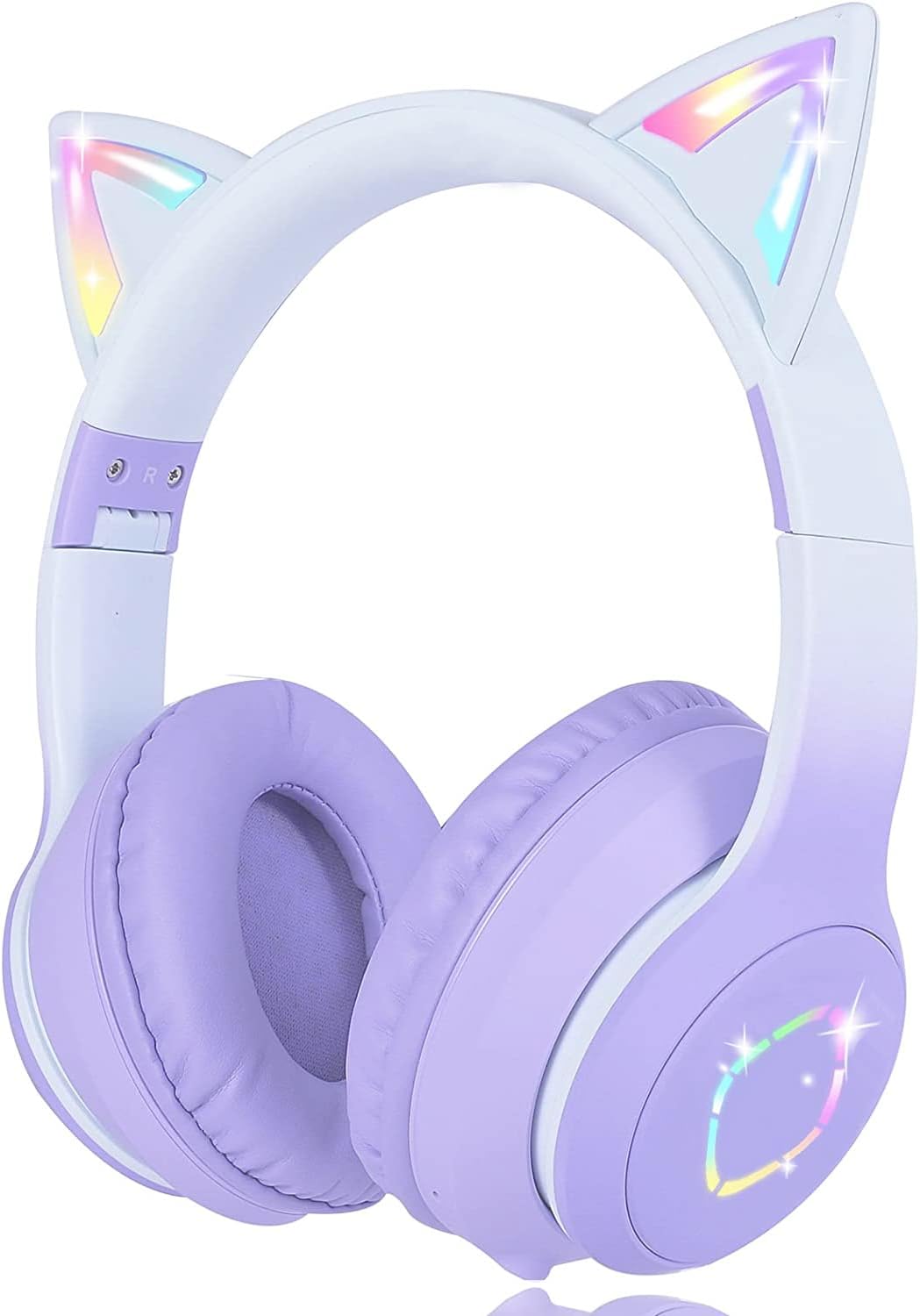 Detalle de Usoun Casque Audio Enfant Bluetooth – Bluetooth 5.0, LED, volume limité à 85 dB, casque pliable avec micro