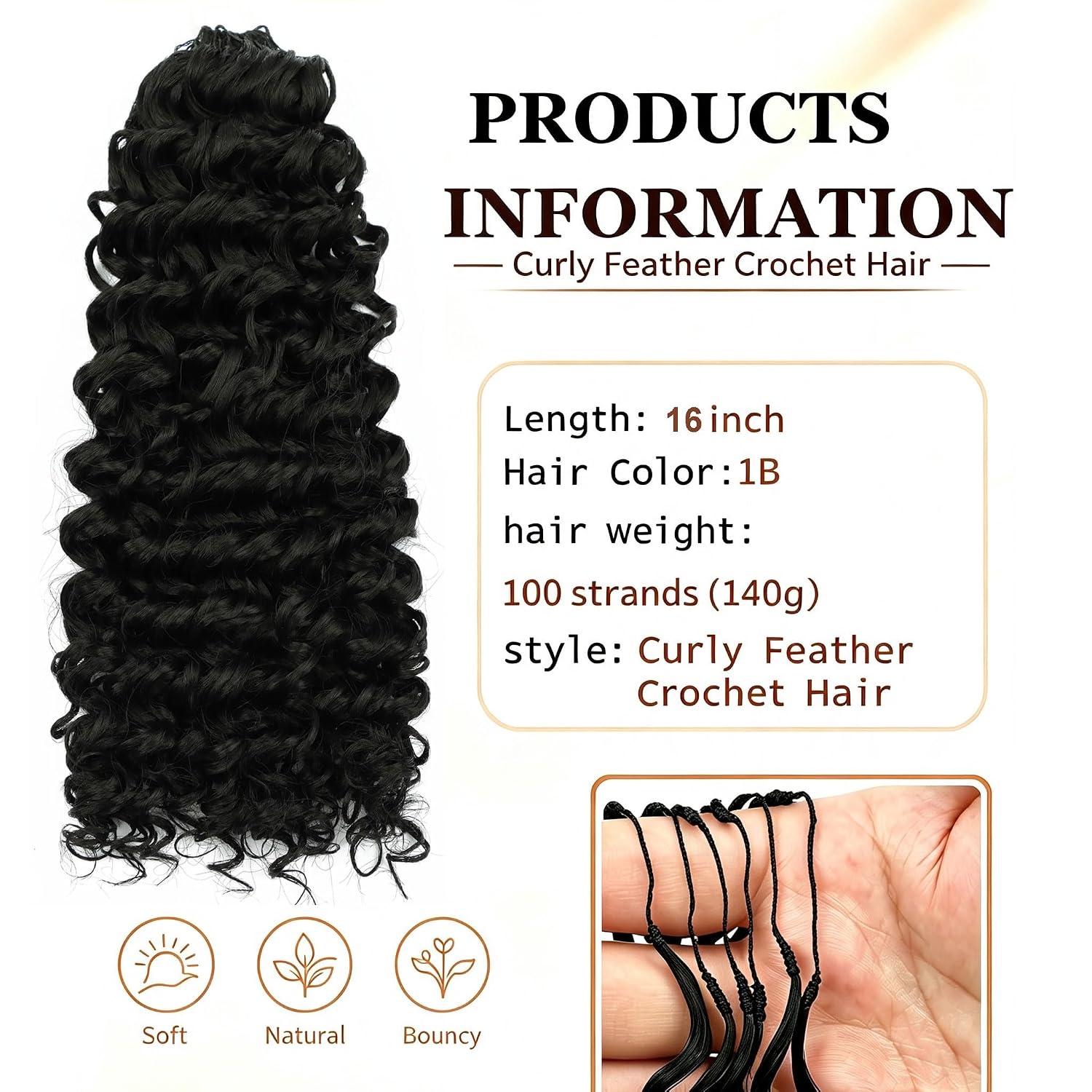 Detalle 2 de Miracle Knots Crochet Hair, 16-Inch