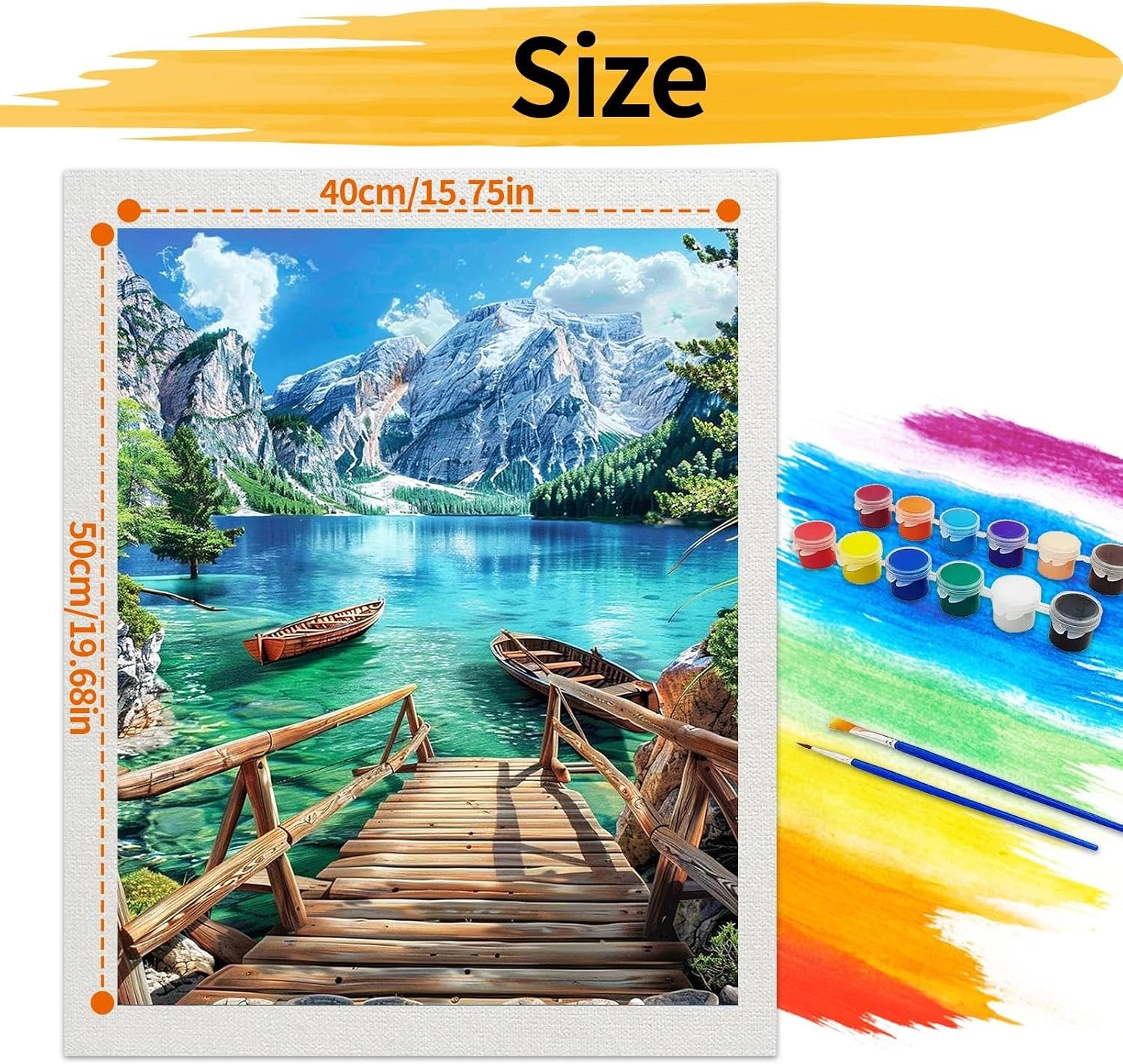 Detalle 1 de YALKIN Landscape Paint by Numbers Kit, 40x50 cm Acrylic Canvas, No Frame