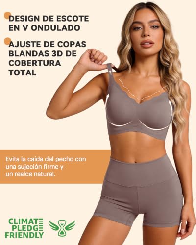 Detalle de Bresdk Sujetadores sin aros Jelly Bra suave para uso diario, marrón, XL
