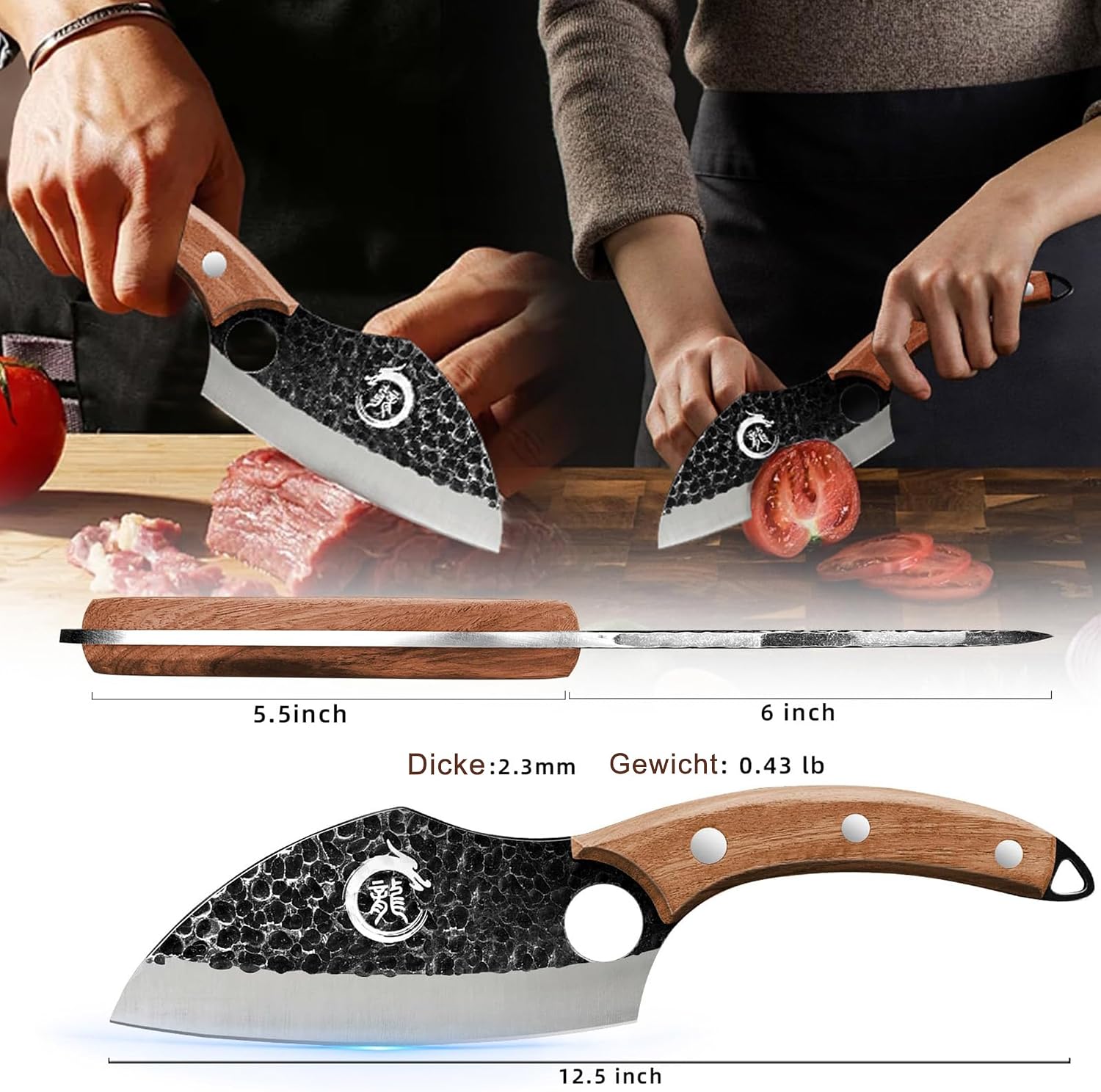 Detalle 2 de Plys Cuchillo de Chef Japonés con Funda de Cuero 🍣