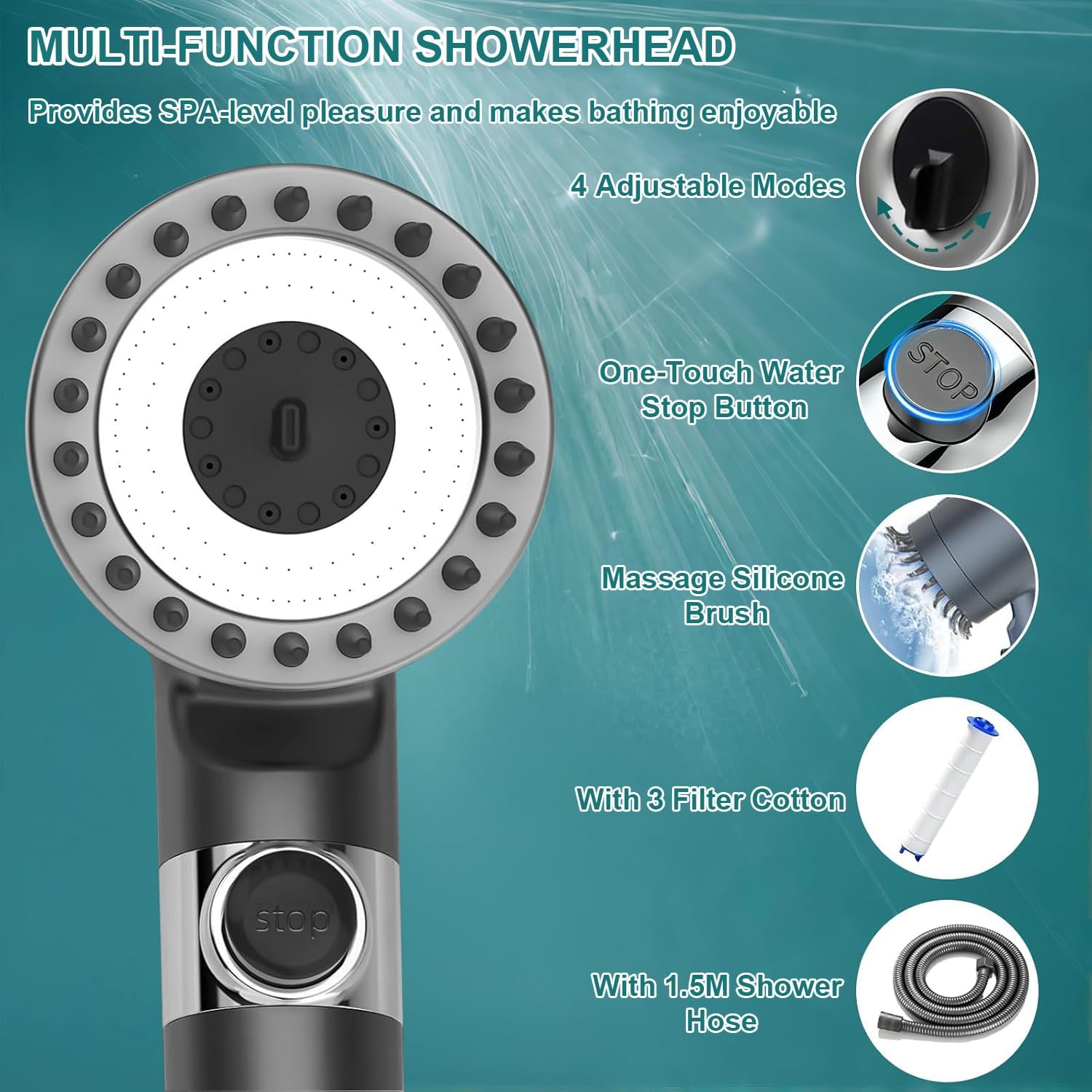 Thumbnail 3 de Searoads Shower Head High Pressure 4 Modes