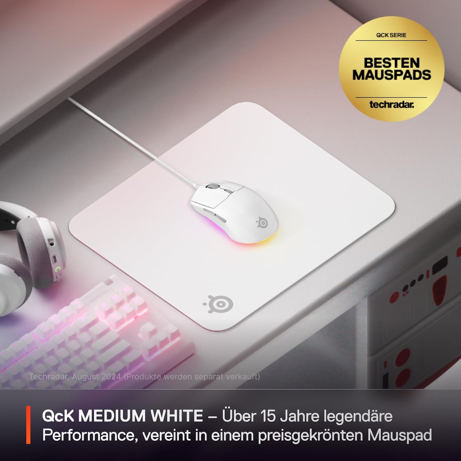 Thumbnail 1 de QcK Mauspad mittel Weiß von SteelSeries