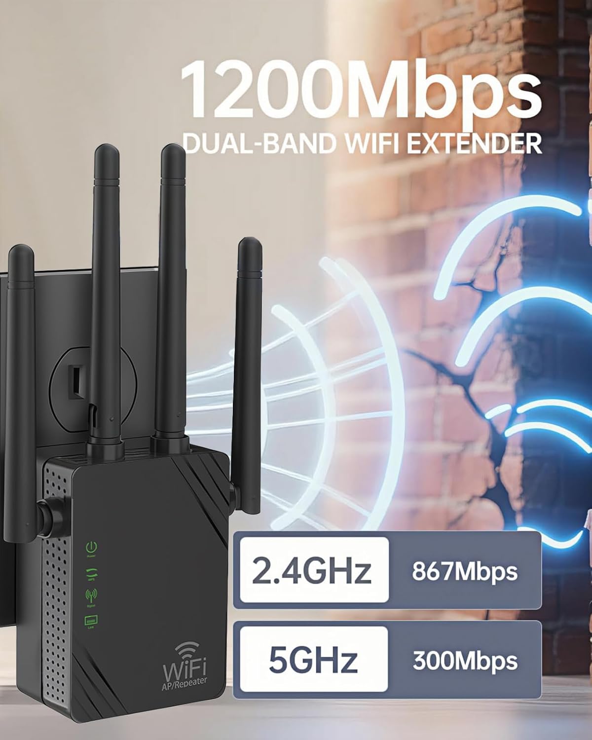 Thumbnail 1 de AILKIN WiFi répéteur 1200 Mbps, 4 antennes